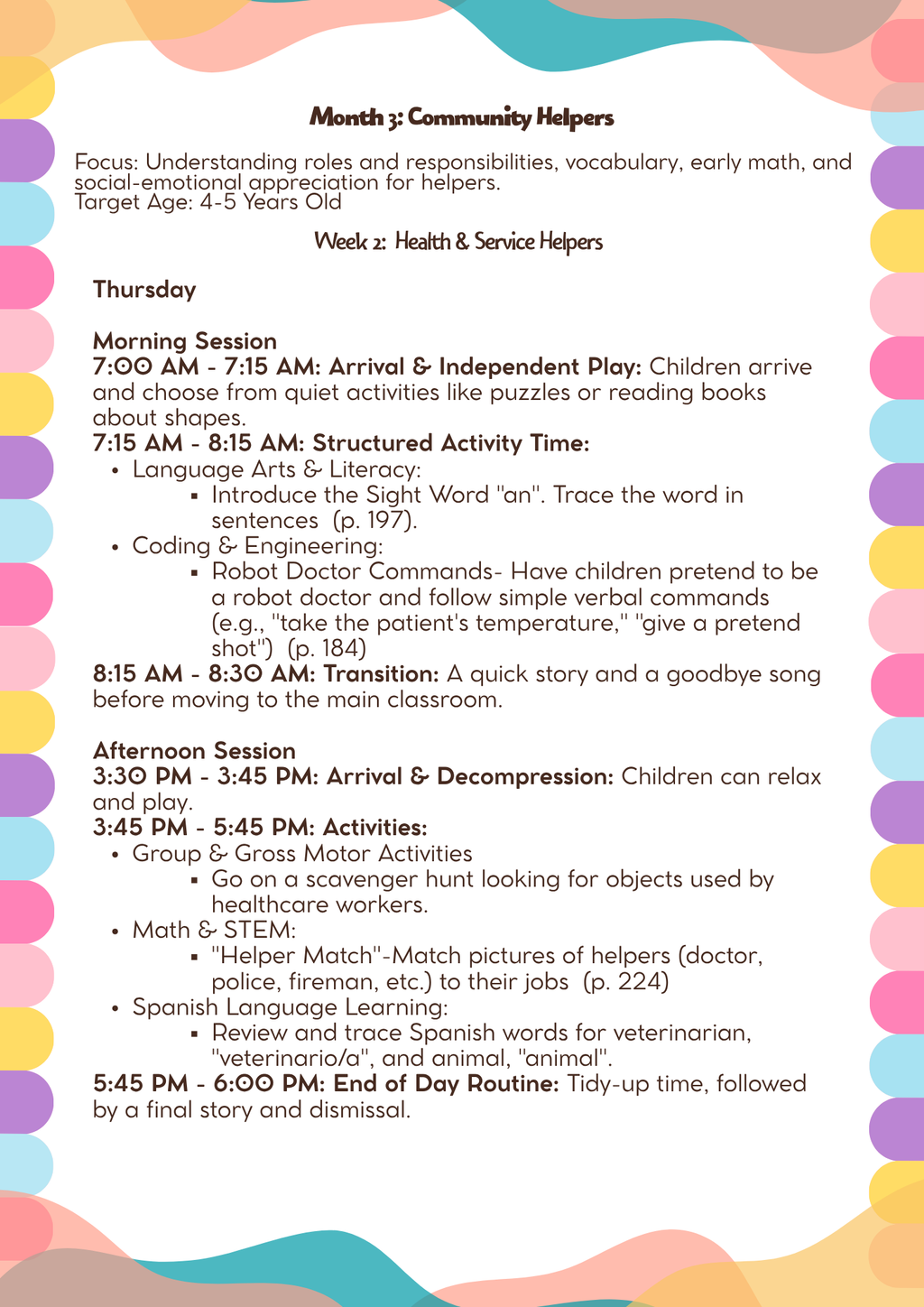 4–5 Years Old- Lesson Plan: Community Helpers (Month 3) | Everyday Play N Learn Curriculum Series