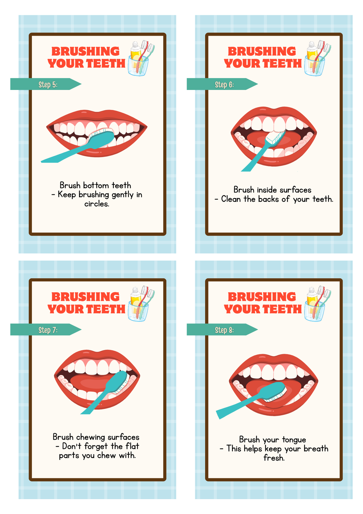 Brushing Teeth Life Skill Visual Cards | Printable Daily Routine Flashcards for Kids