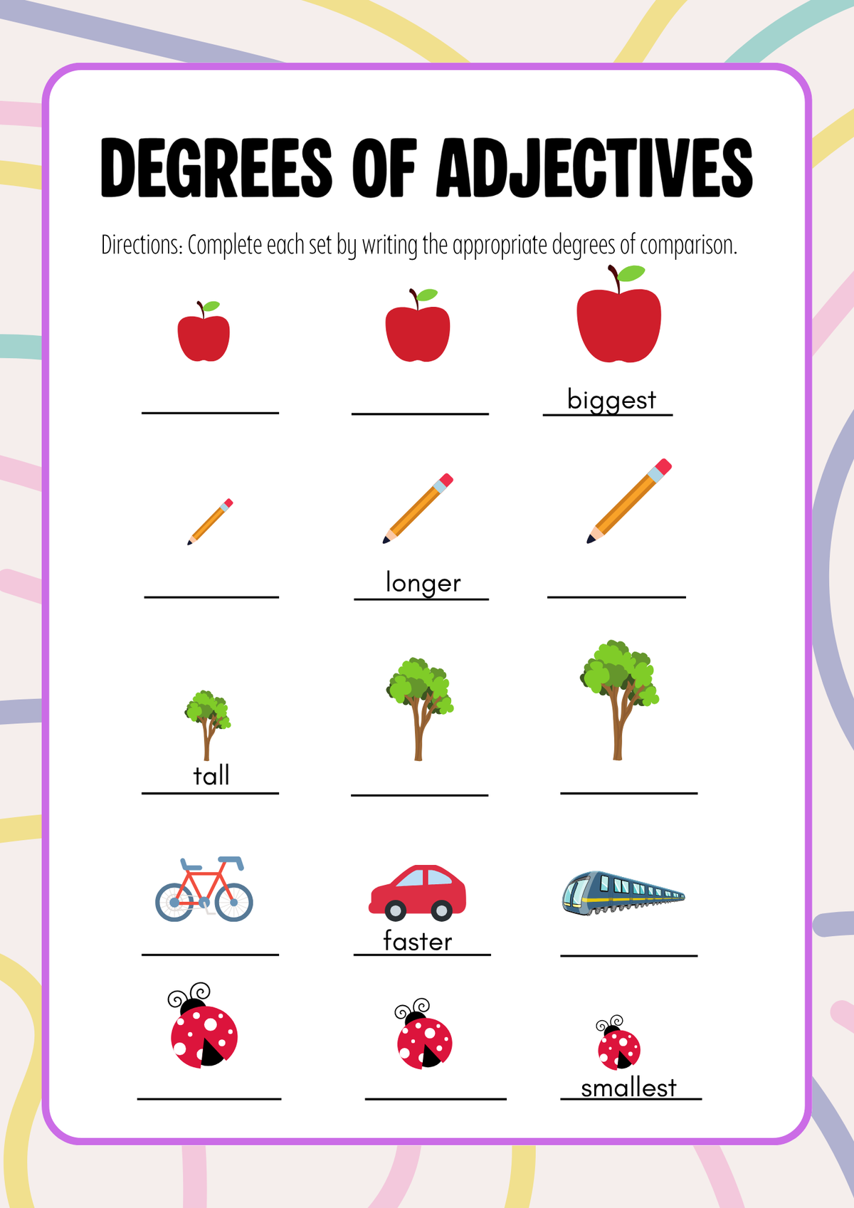 Adjectives Around Me Activity Pack (Grades 5-6) | Middle School Grammar & Comparatives Worksheets