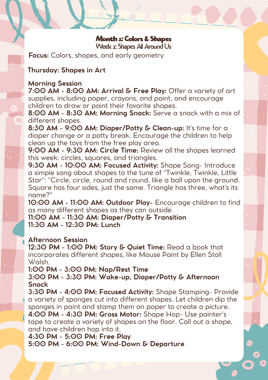 2 Years Old: Lesson Plan: Colors & Shapes (Month 2) | Everyday Play N Learn Curriculum Series