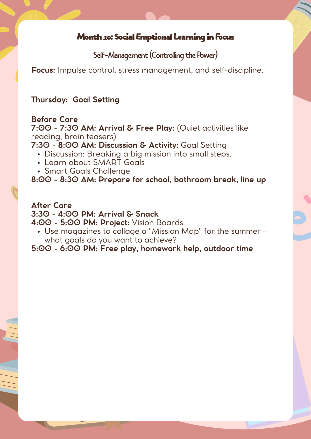 3rd–5th Grade: Lesson Plan: Social Emotional Learning in Focus (Month 10) | Everyday Play N Learn Curriculum Series