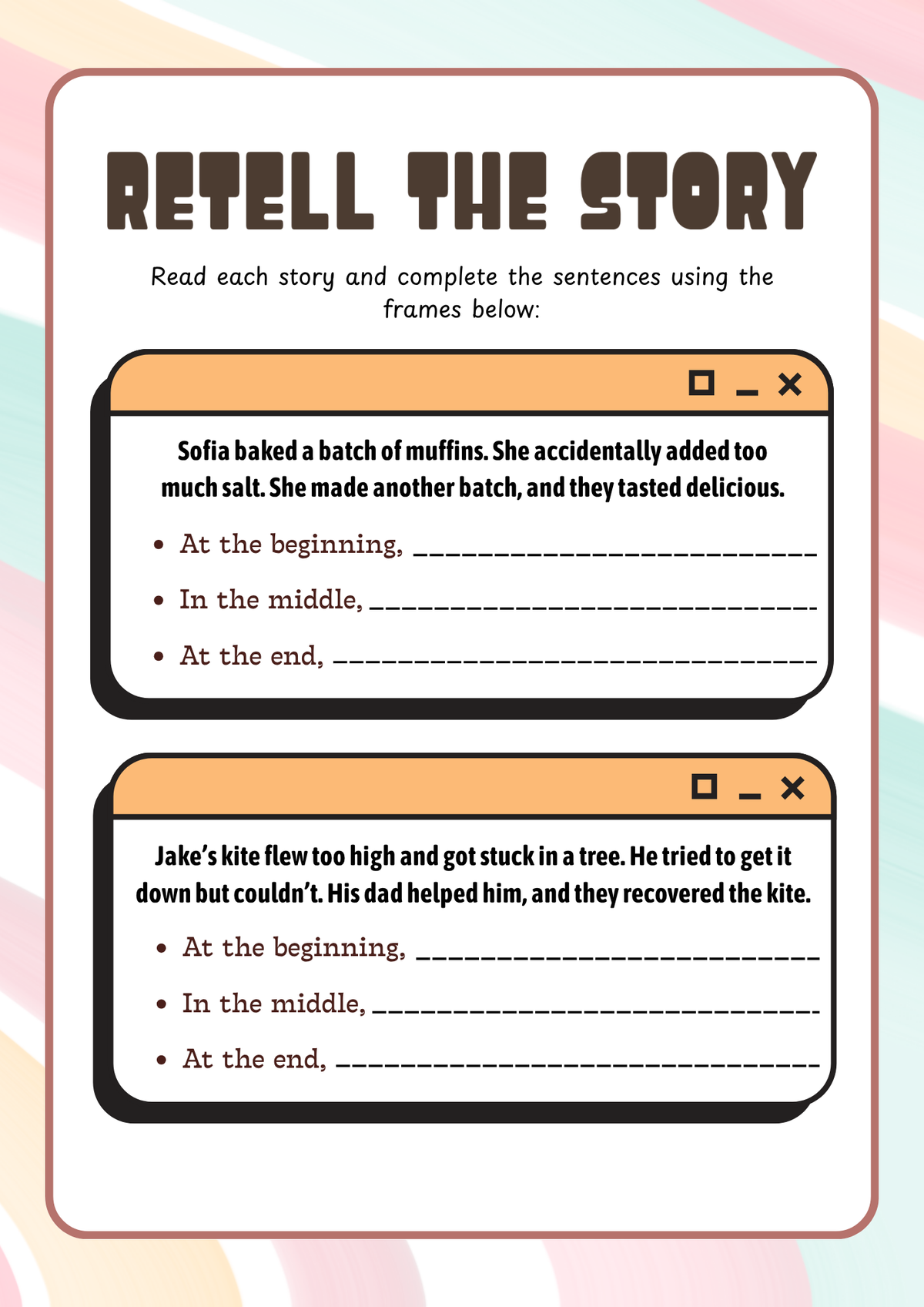 Story Sequencing & Retelling Activity Pack (Grades 3-4) | Reading Comprehension & Narrative Summarizing Worksheets