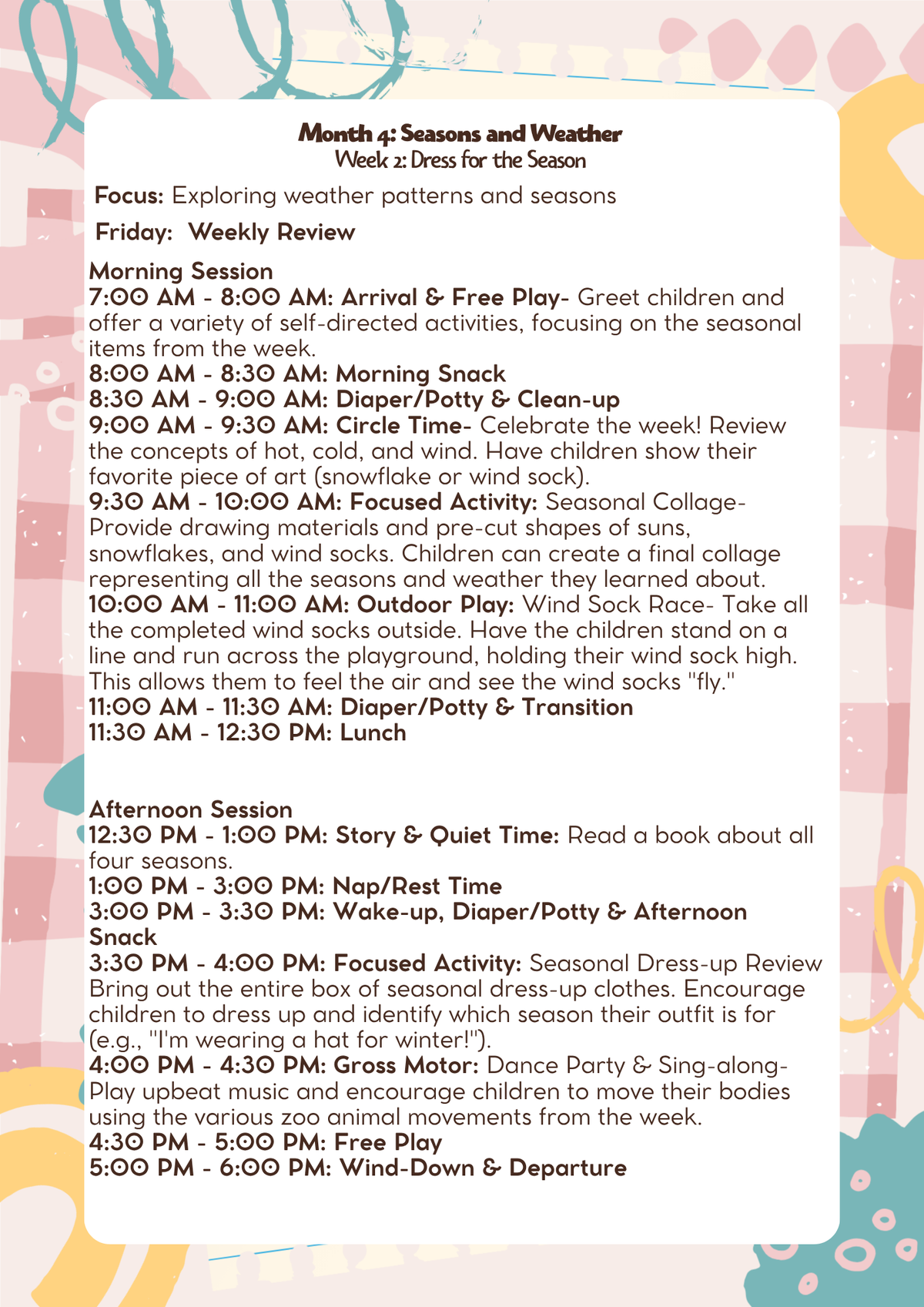 2 Years Old- Lesson Plan: Seasons & Weather (Month 4) | Everyday Play N Learn Curriculum Series