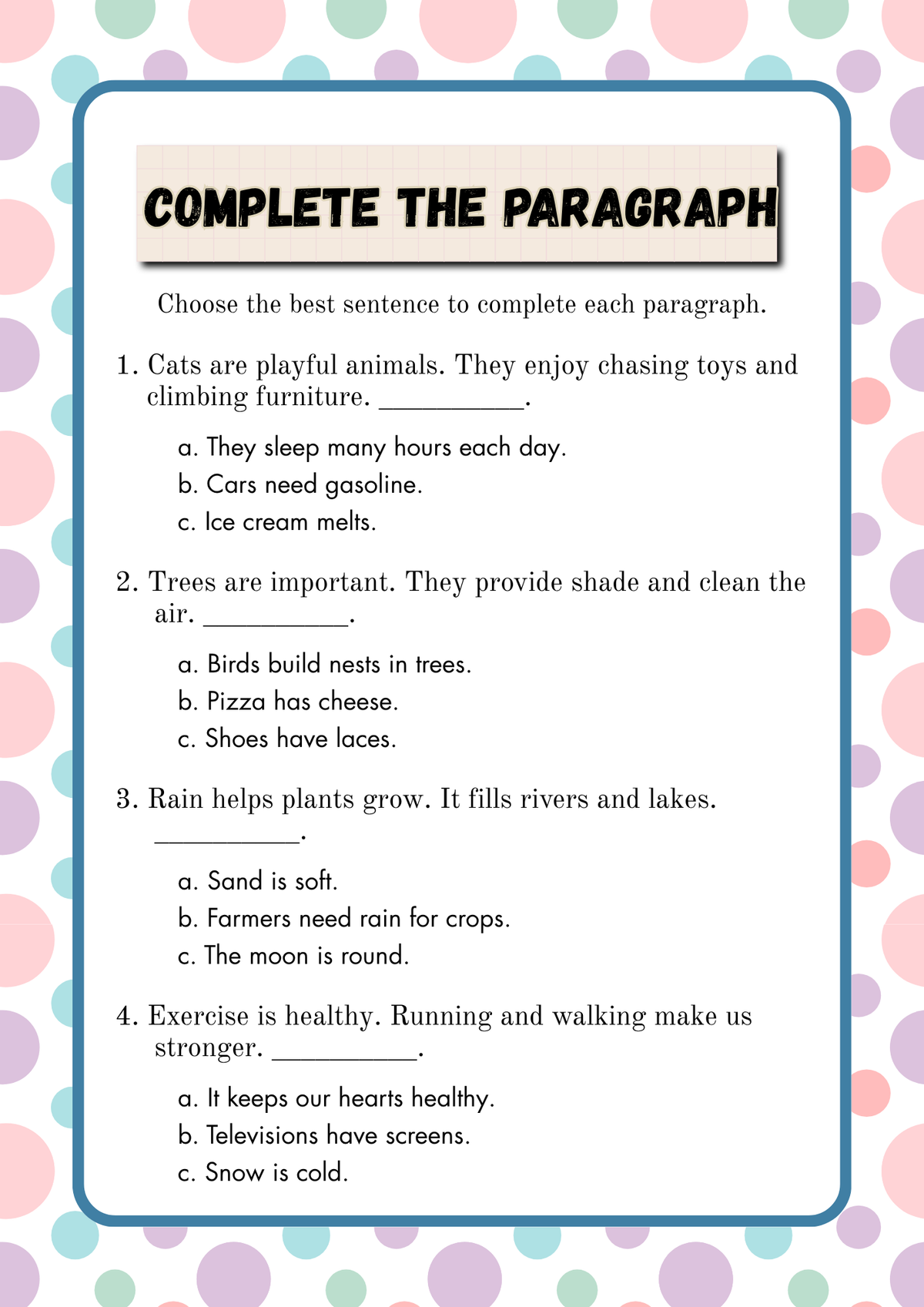 Paragraph Writing Activity Pack (Grades 3-5) | Main Idea & Sentence Structure Worksheets