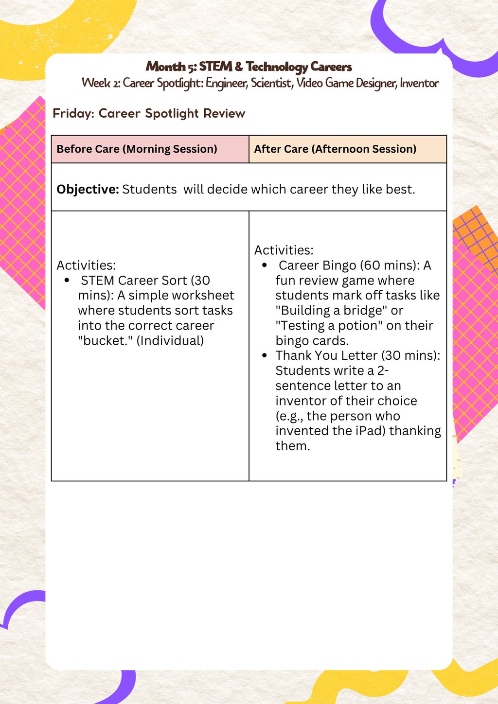 6th–7th Grade- Lesson Plan: STEM & Technology Careers (Month 5)  | Everyday Play N Learn Curriculum Series)