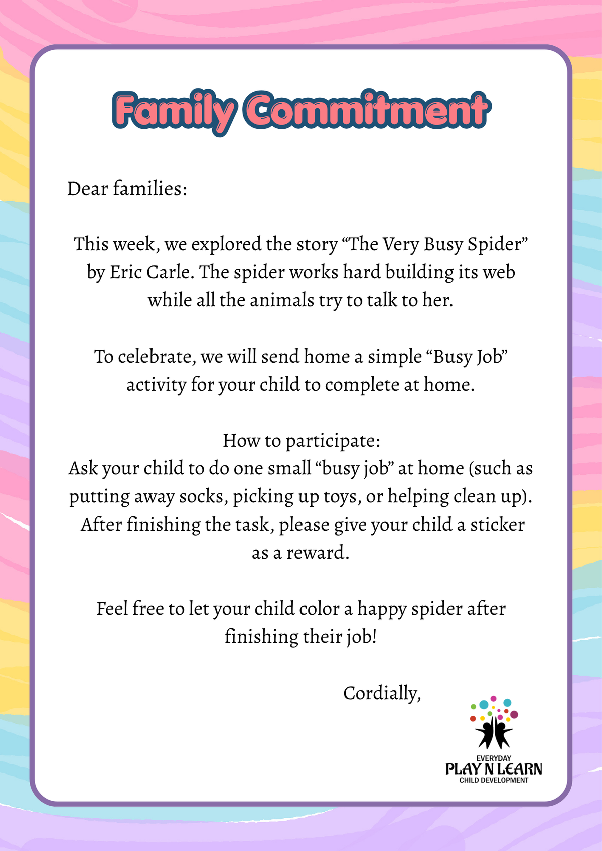 2-Year-Old Classroom: Book Week Adventure (April) Workbook  | Everyday Play N Learn Curriculum Series