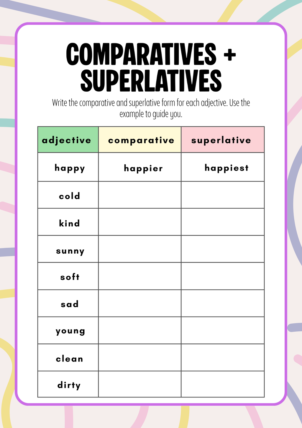 Adjectives Around Me Activity Pack (Grades 5-6) | Middle School Grammar & Comparatives Worksheets