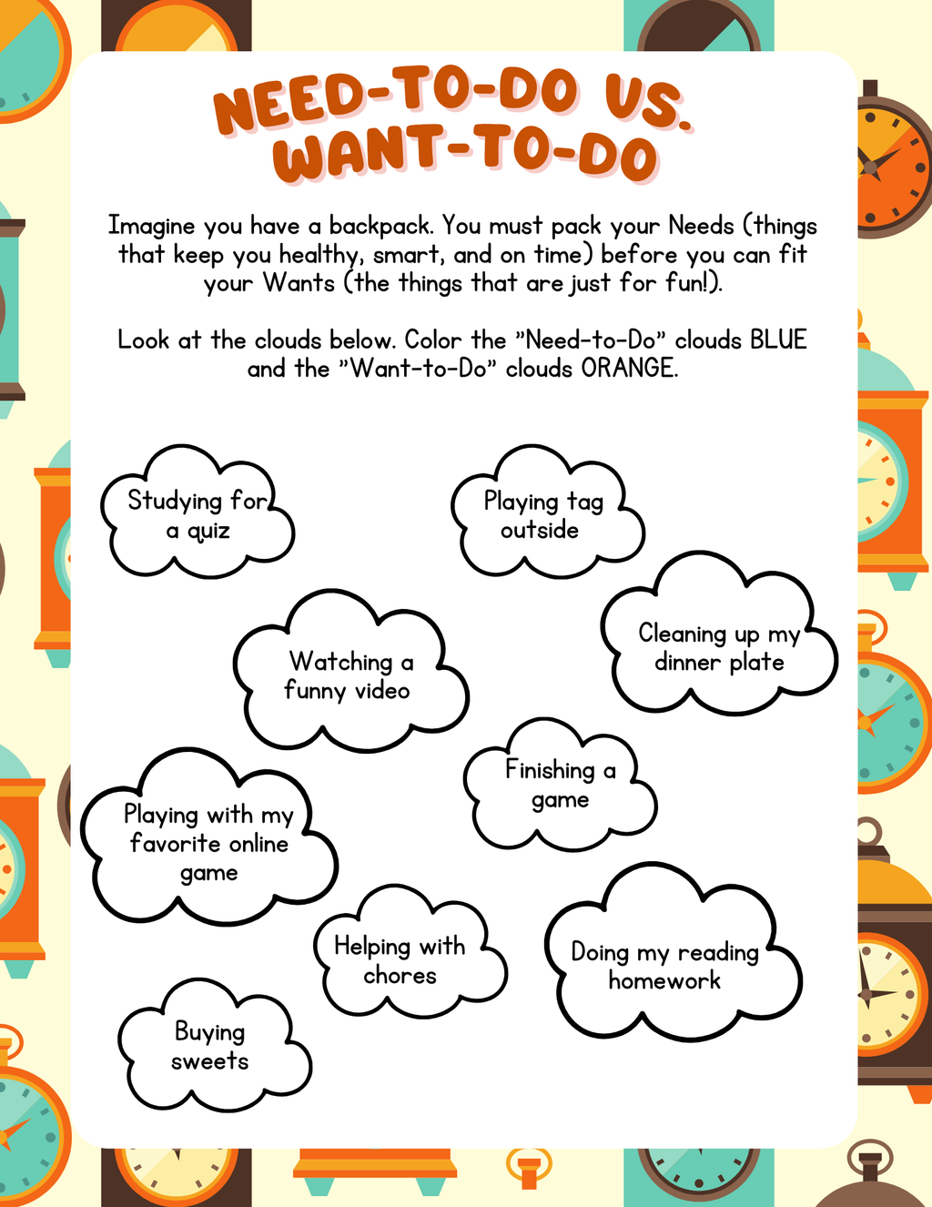 Time Management (Before & After Care Series) | Kids Daily Routine & Focus Worksheets