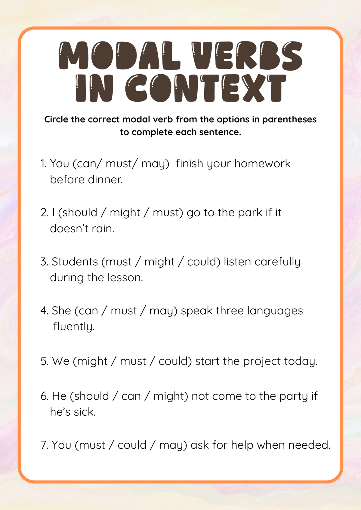 Action Words Adventure Activity Pack (Grades 5-6) | Middle School Verb Tenses & Modals Worksheets