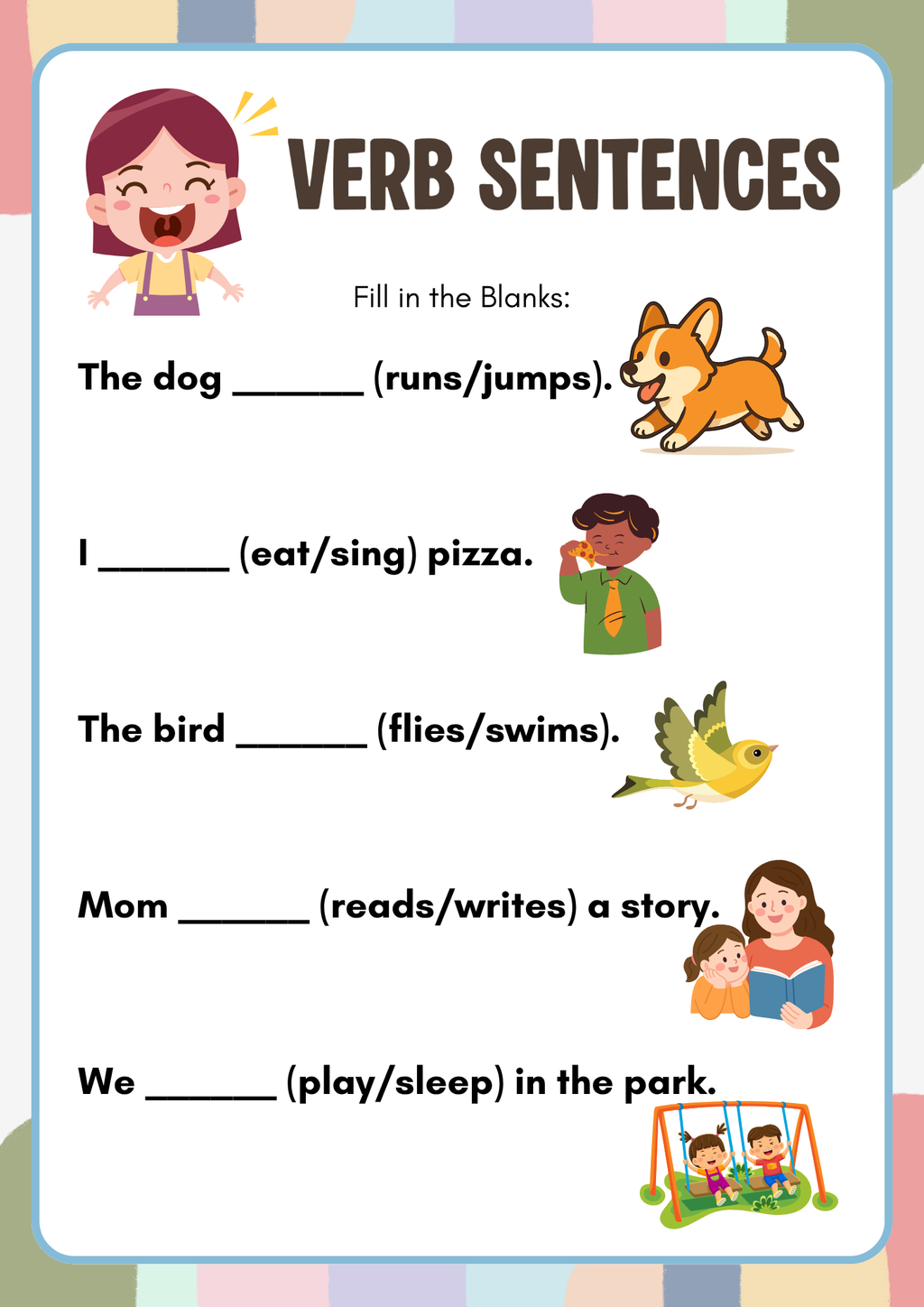 Action Words Adventure Activity Pack (Grades 1-2) | Primary Verbs & Action Words Worksheets