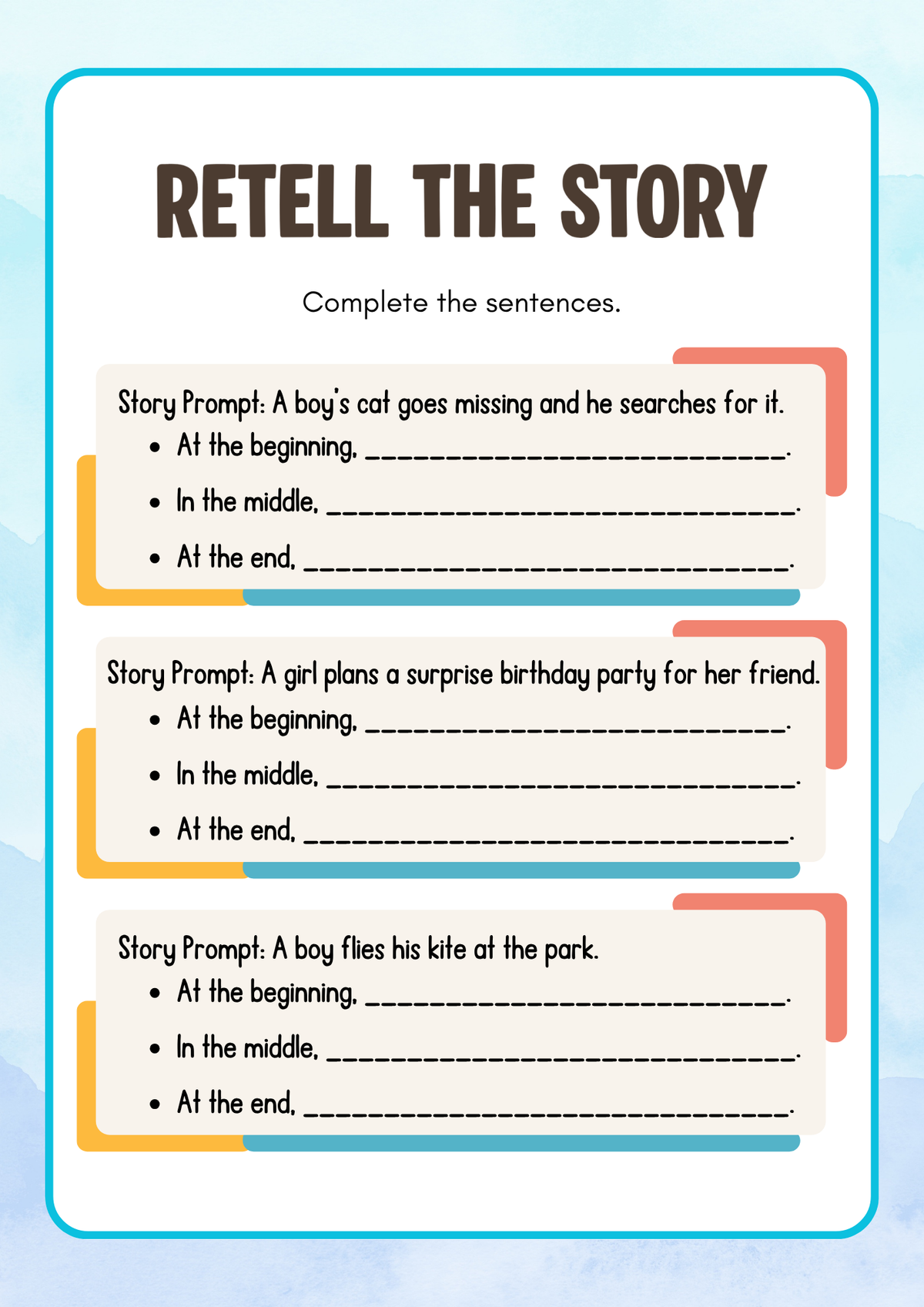 Story Sequencing & Retelling Activity Pack (Grades 1-2) | Reading Comprehension Worksheets