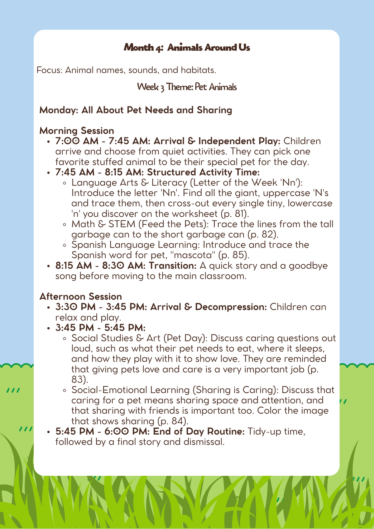 3–4 Years Old- Lesson Plan: Animals Around Us (Month 4) | Everyday Play N Learn Curriculum Series