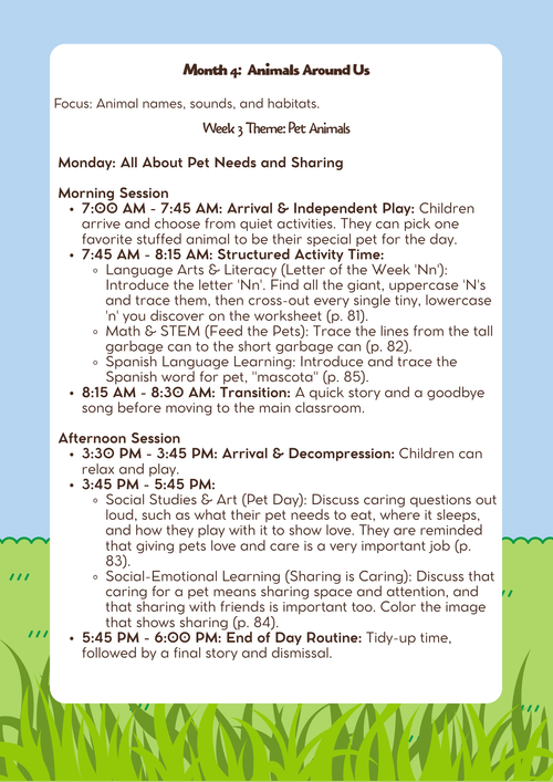 3–4 Years Old- Lesson Plan: Animals Around Us (Month 4) | Everyday Play N Learn Curriculum Series
