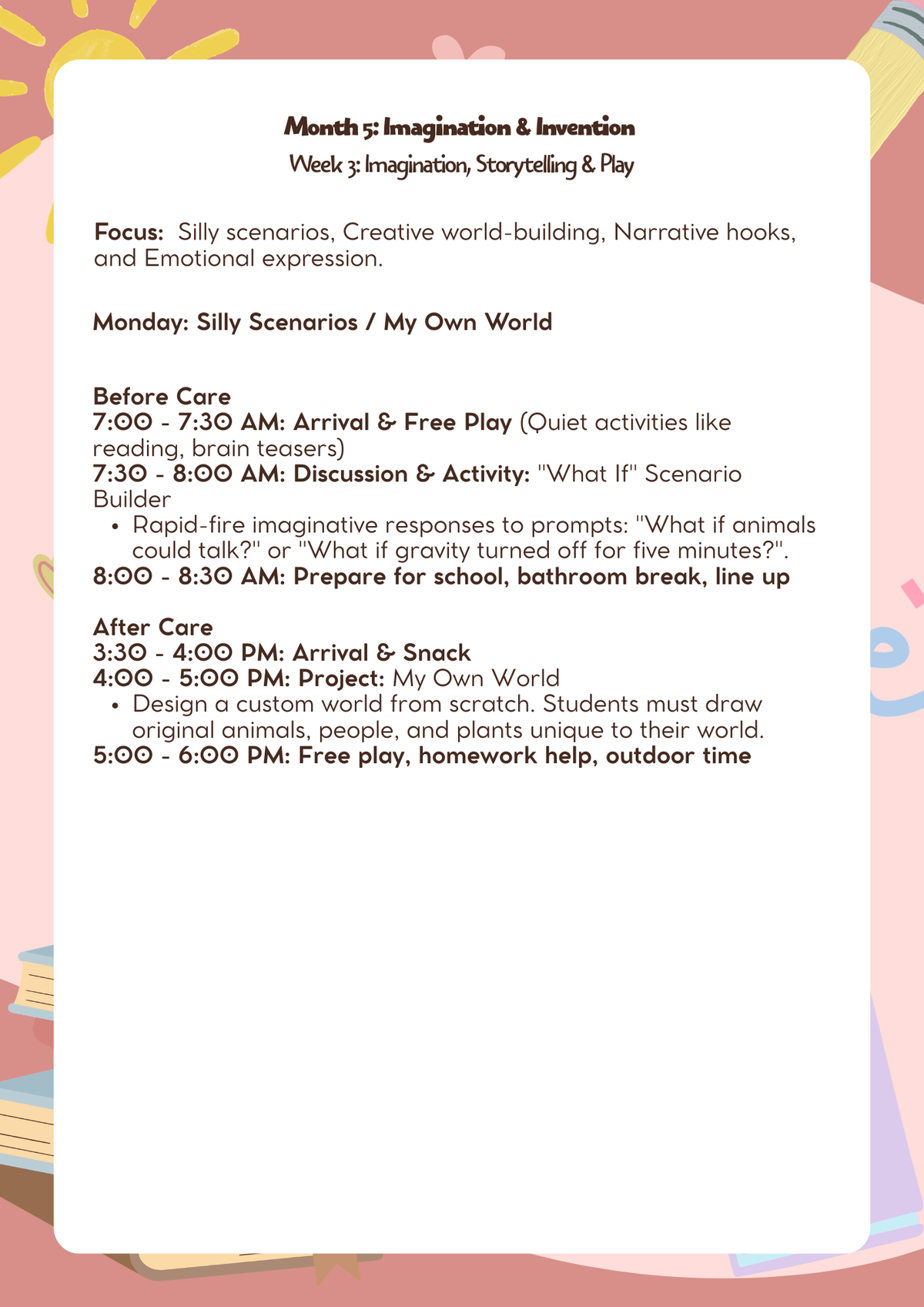 3rd–5th Grade: Lesson Plan: Imagination & Invention (Month 5) | Everyday Play N Learn Curriculum Series