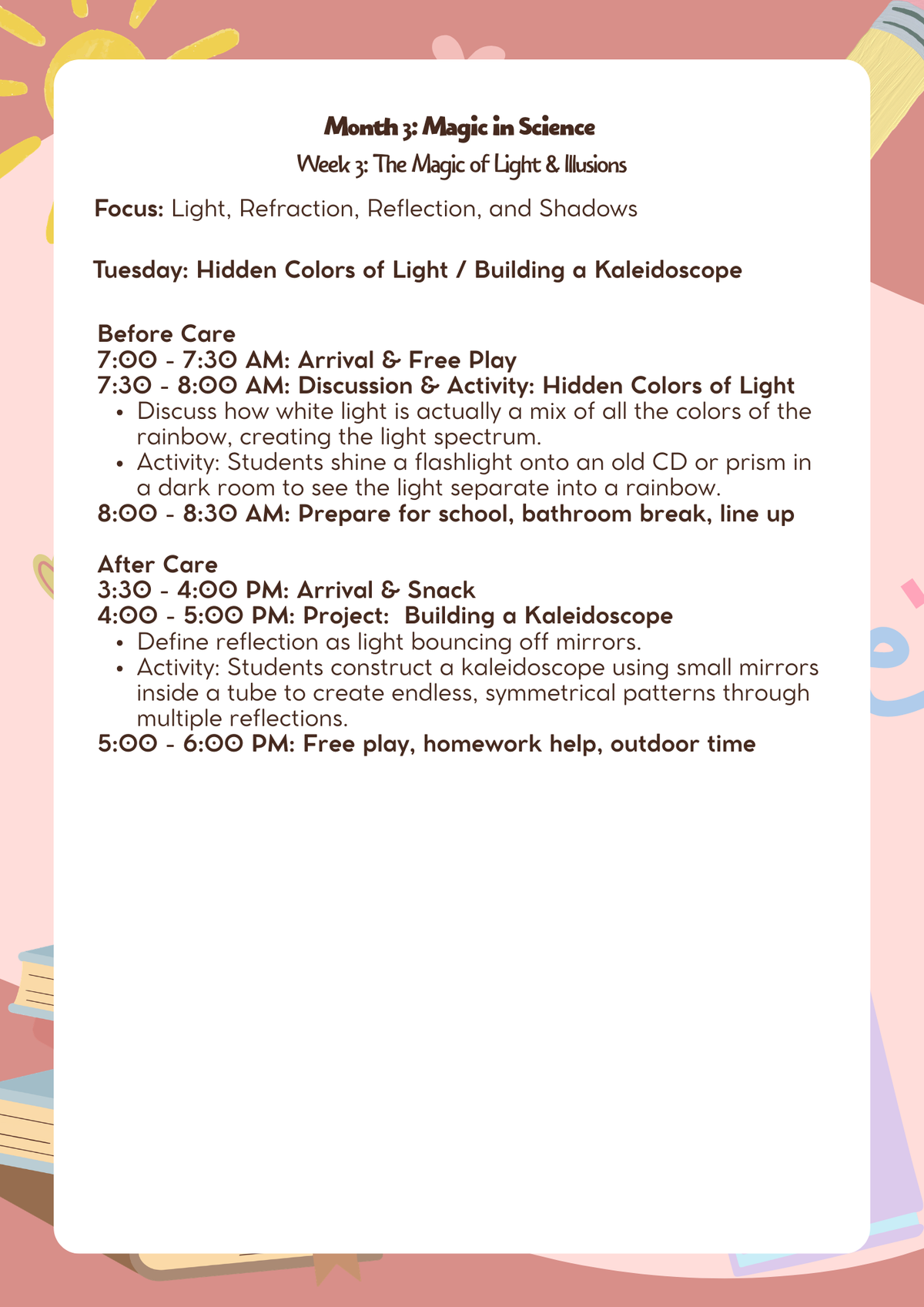 3rd–5th Grade: Lesson Plan: Magic in Science (Month 3) | Everyday Play N Learn Curriculum Series