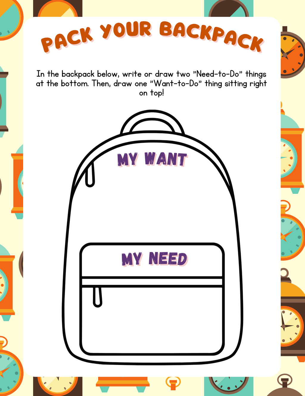 Time Management (Before & After Care Series) | Kids Daily Routine & Focus Worksheets