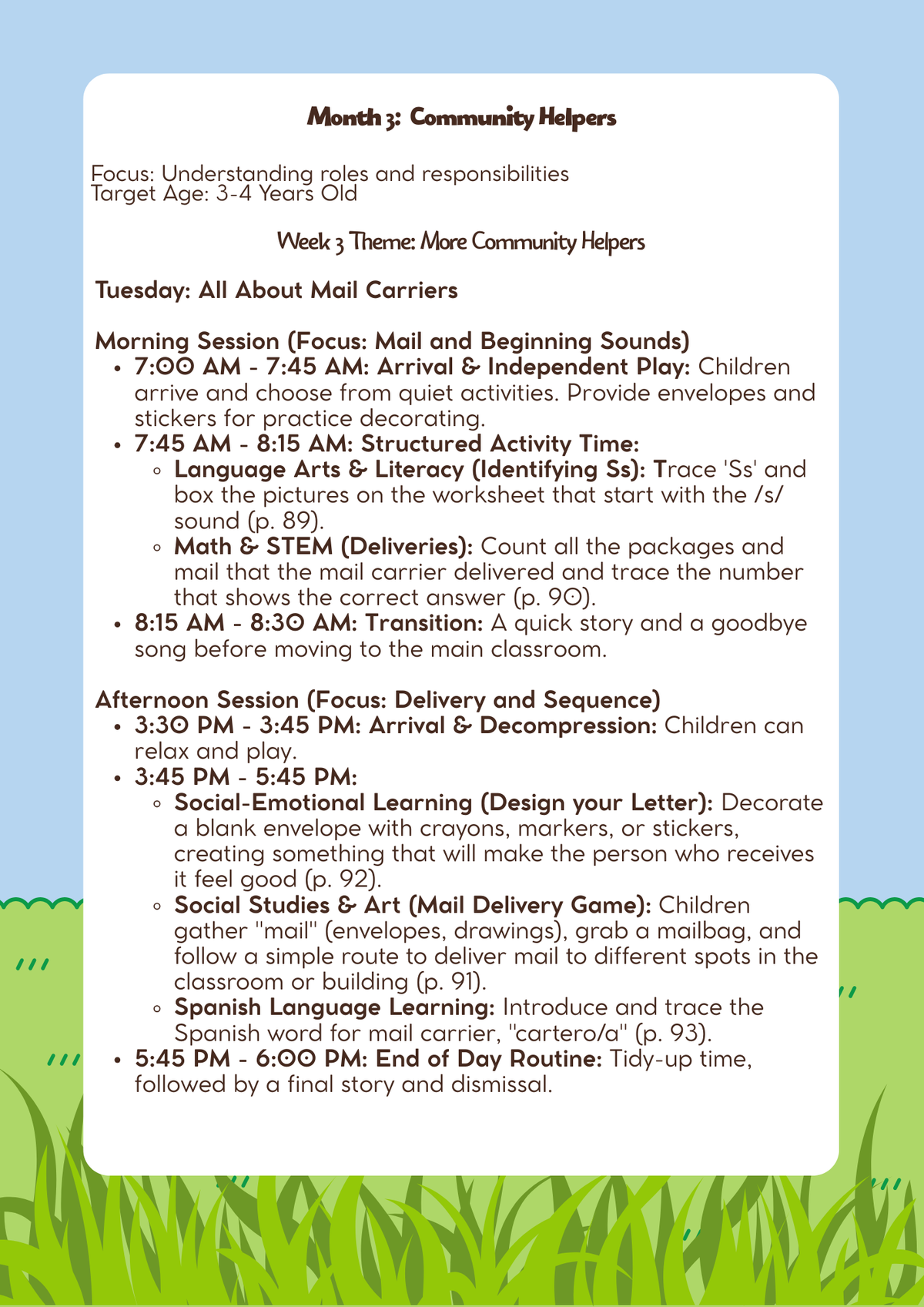 3–4 Years Old- Lesson Plan: Community Helpers (Month 3) | Everyday Play N Learn Curriculum Series