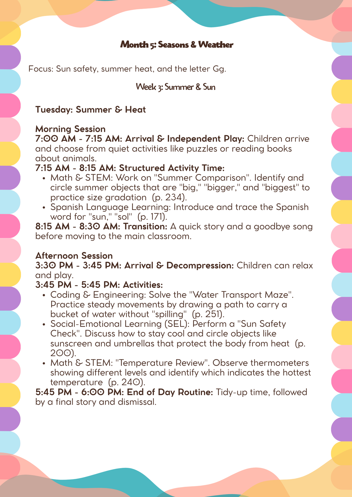 4–5 Years Old- Lesson Plan: Seasons & Weather (Month 5) | Everyday Play N Learn Curriculum Series