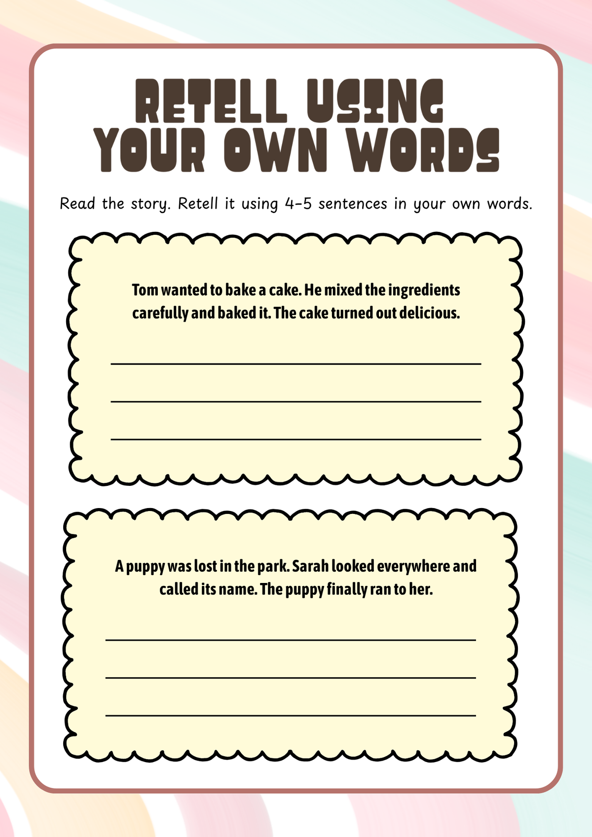 Story Sequencing & Retelling Activity Pack (Grades 3-4) | Reading Comprehension & Narrative Summarizing Worksheets