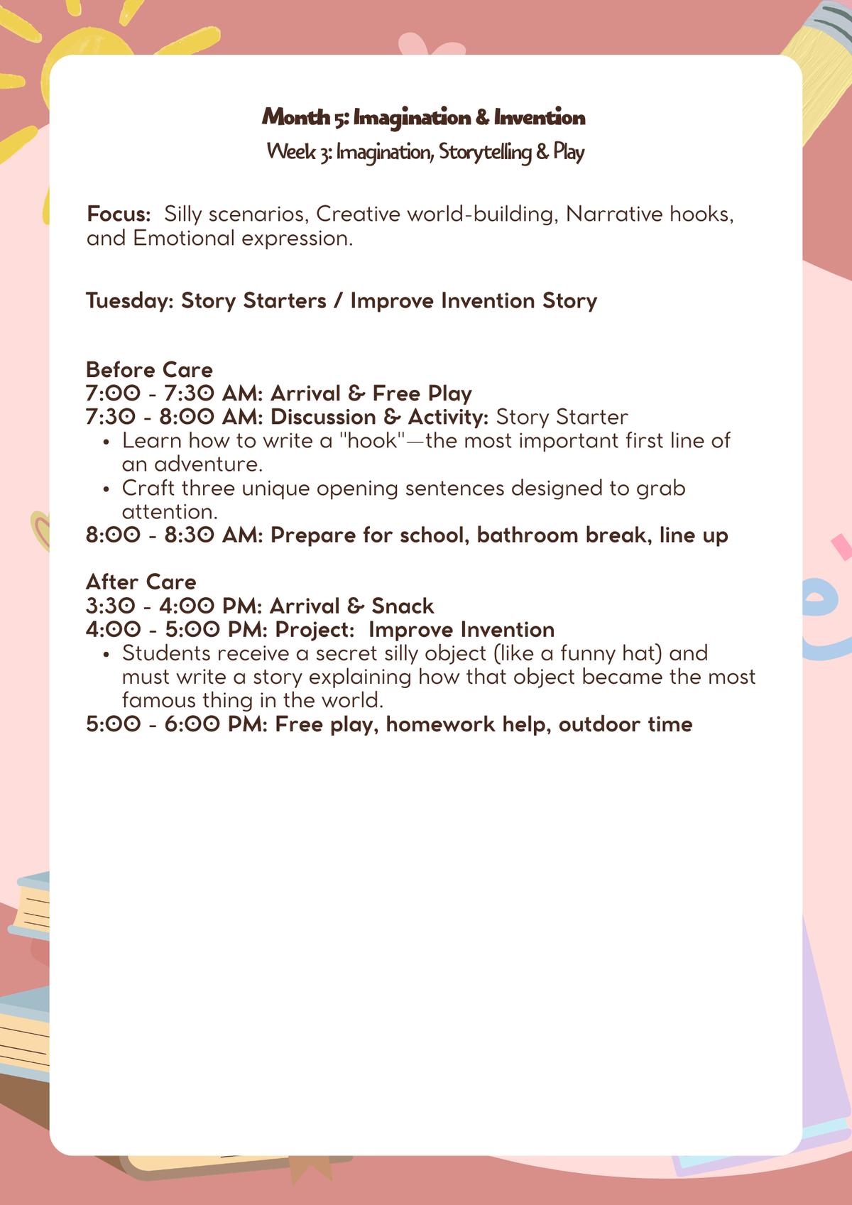 3rd–5th Grade: Lesson Plan: Imagination & Invention (Month 5) | Everyday Play N Learn Curriculum Series