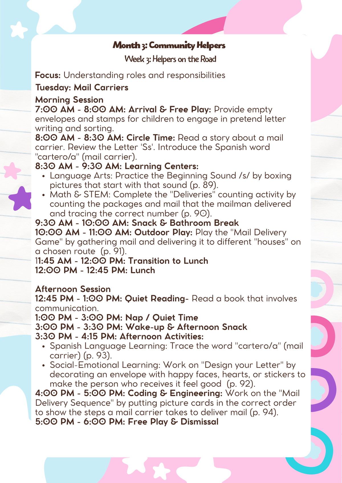 3–4 Years Old: Lesson Plan: Community Helpers (Month 3) | Everyday Play N Learn Curriculum Series