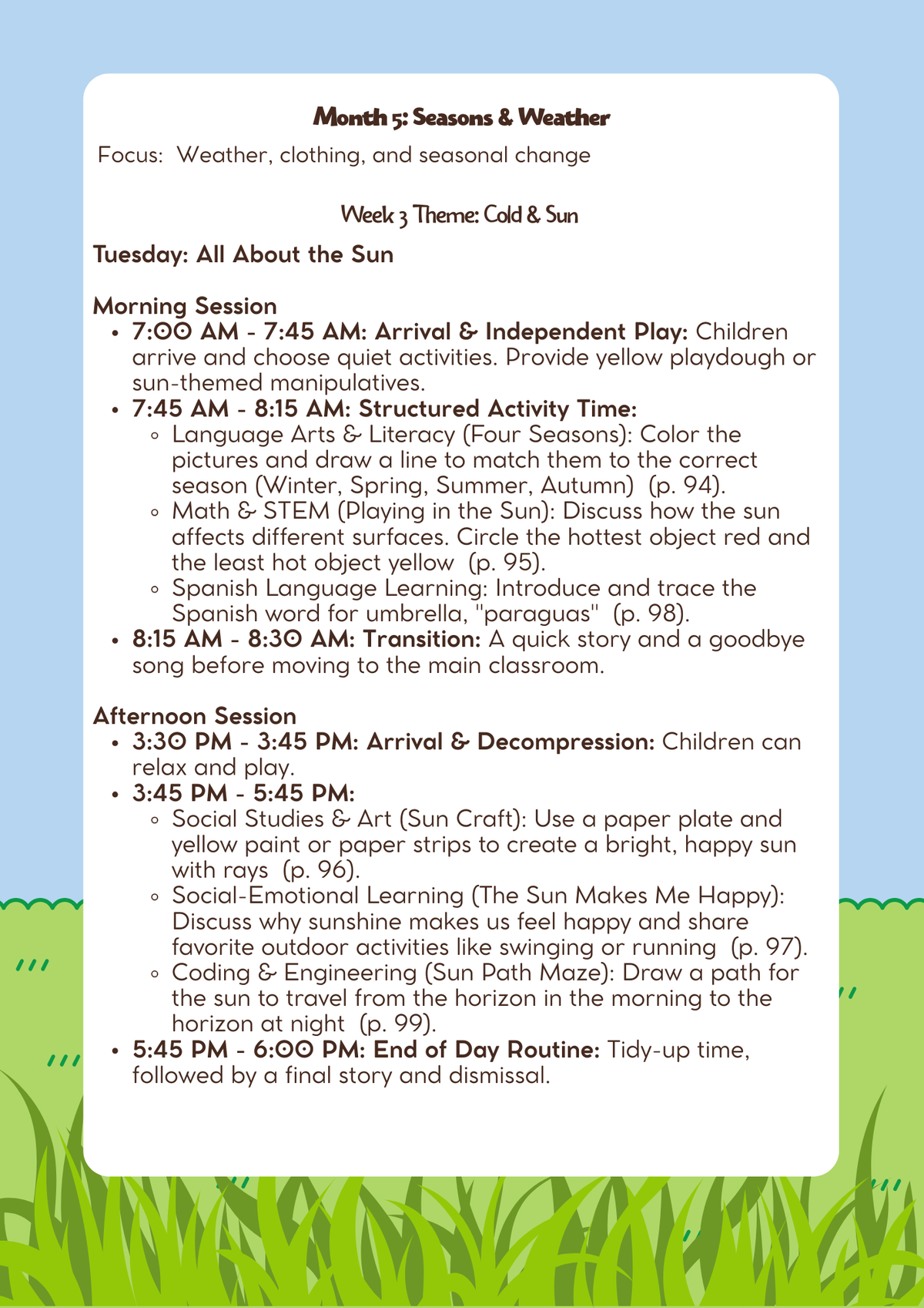 3–4 Years Old- Lesson Plan: Seasons & Weather (Month 5) | Everyday Play N Learn Curriculum Series