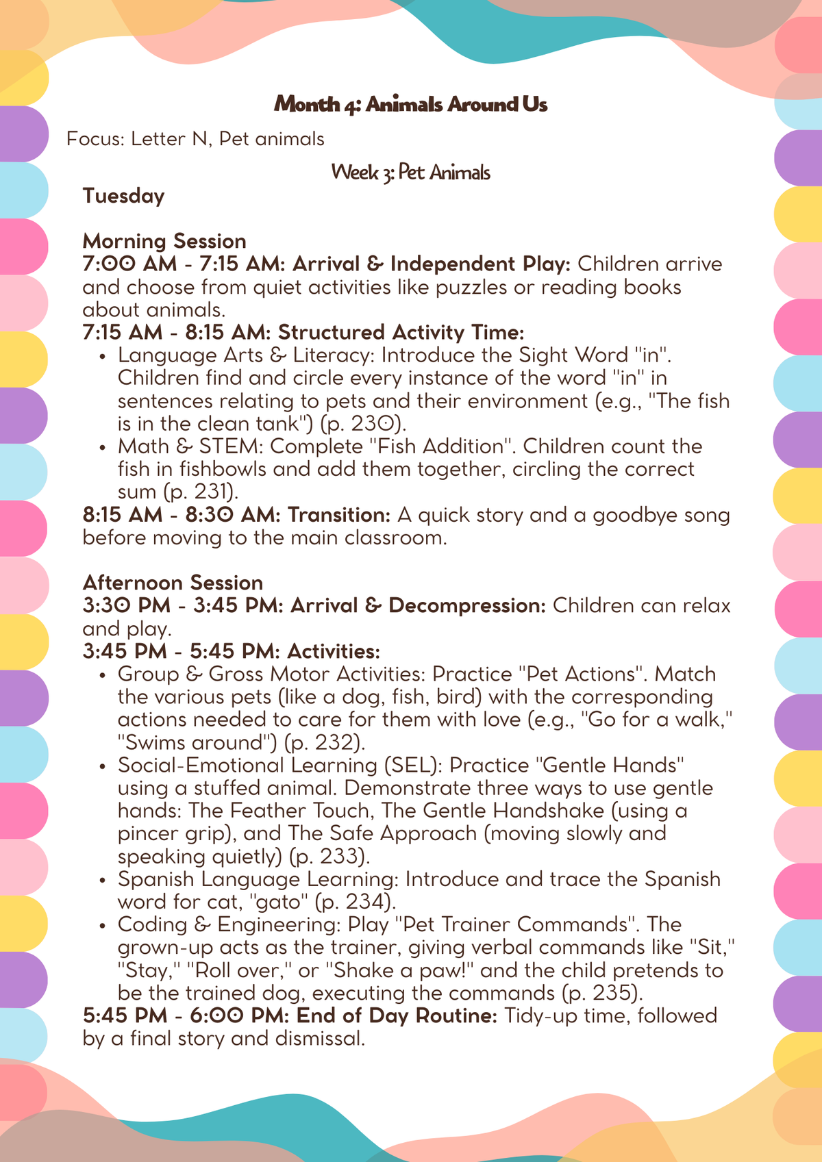4–5 Years Old- Lesson Plan: Animals Around Us (Month 4) | Everyday Play N Learn Curriculum Series
