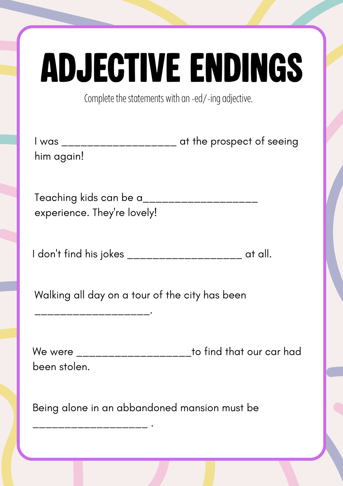 Adjectives Around Me Activity Pack (Grades 5-6) | Middle School Grammar & Comparatives Worksheets