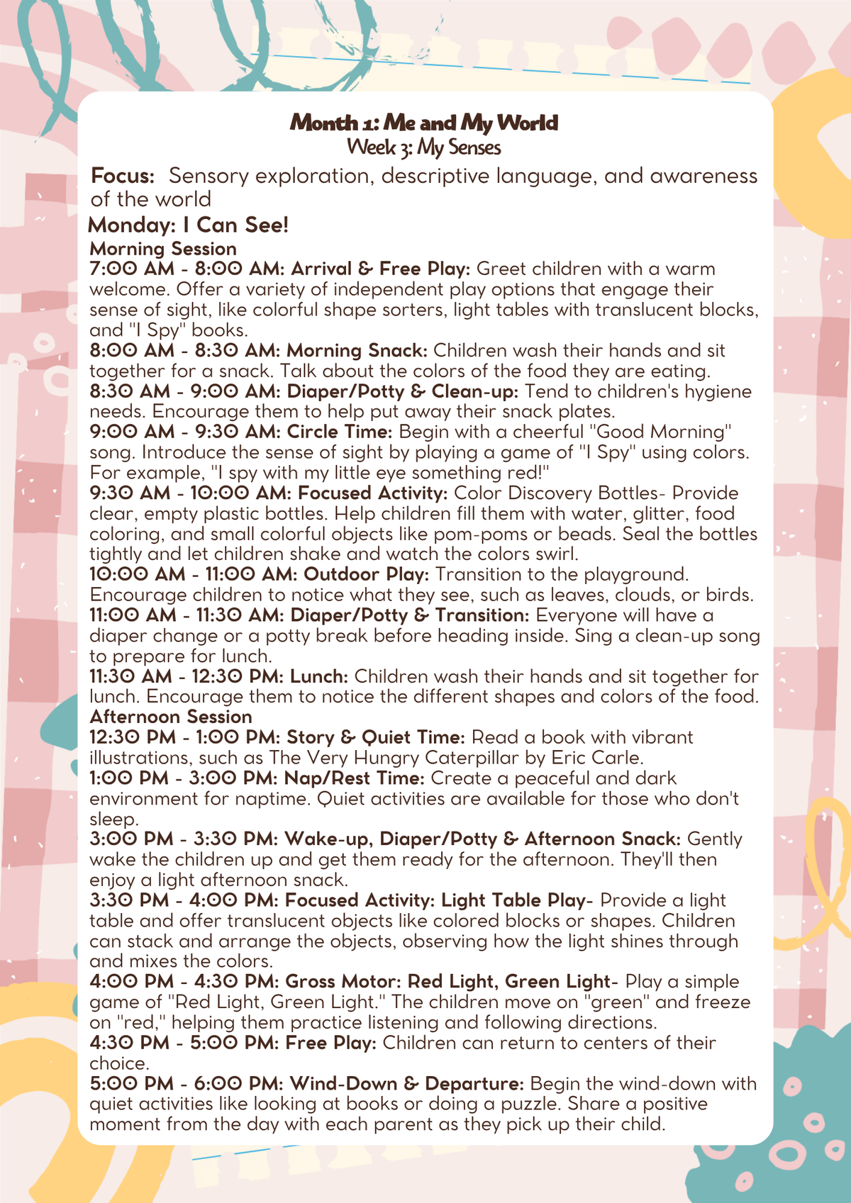 2 Years Old: Lesson Plan: Me and My World (Month 1) | Everyday Play N Learn Curriculum Series