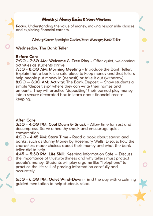 1st & 2nd Grade After-School & Before-Care Curriculum: Month 5 (January) - Money Basics & Store Workers | Learn & Grow Series
