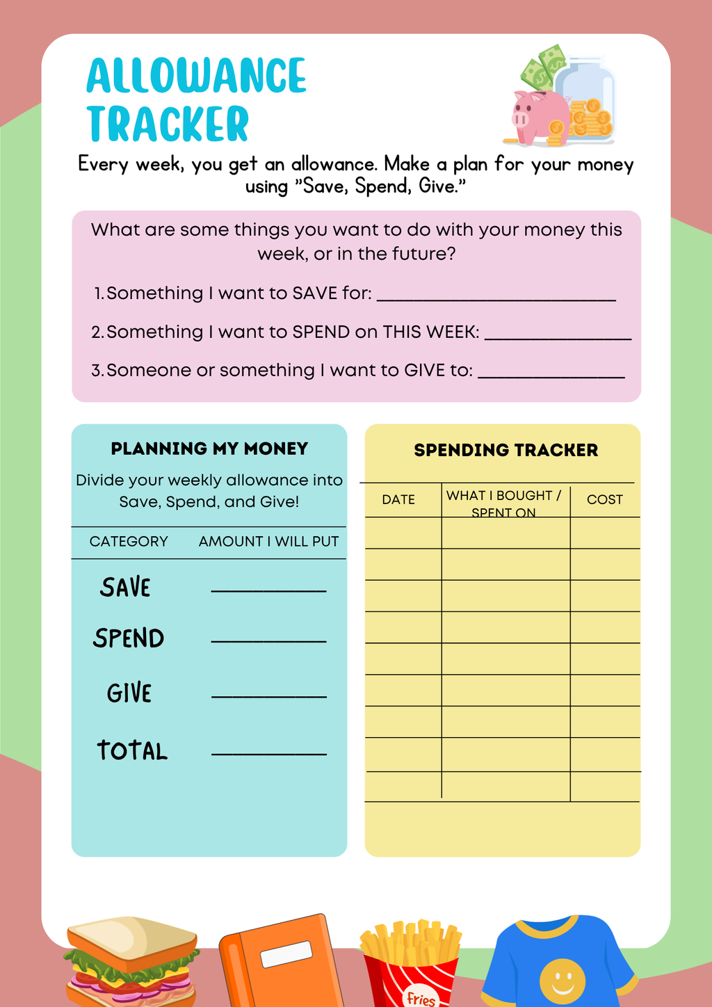 Money Management & Budgeting (Before & After Care Series) | Kids Financial Literacy Worksheets