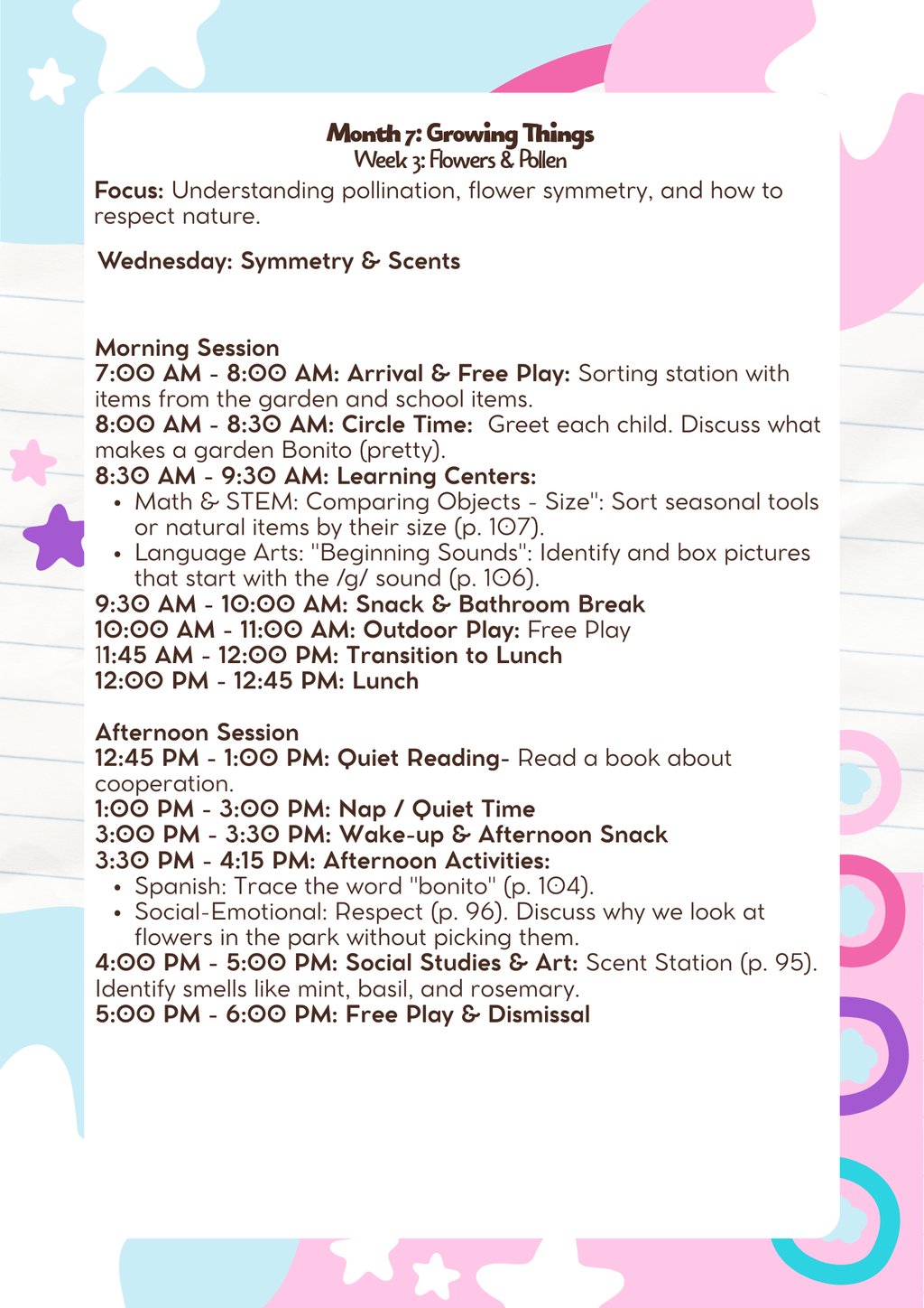 3–4 Years Old: Lesson Plan: Growing Things (Month 7) | Everyday Play N Learn Curriculum Series