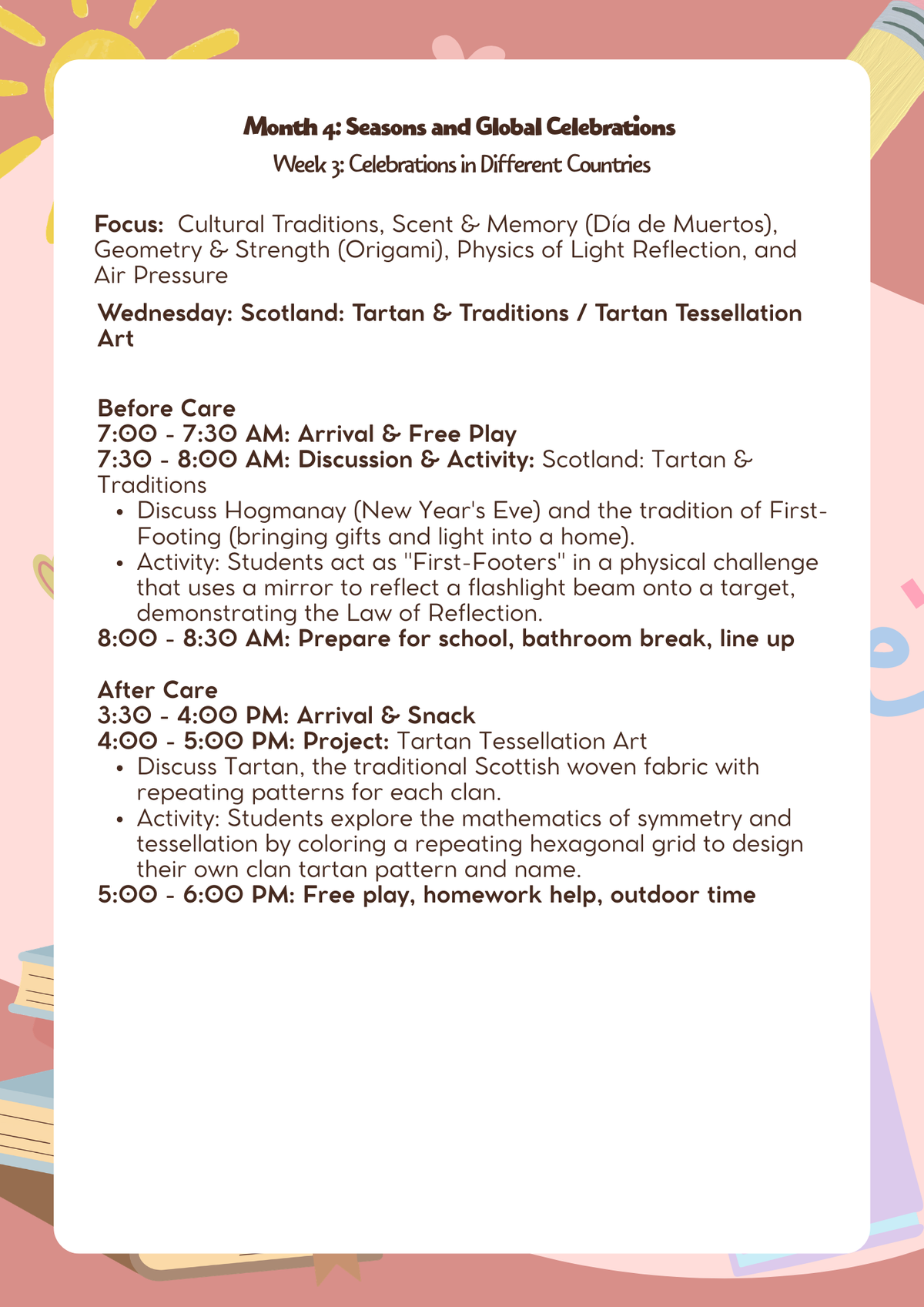 3rd–5th Grade: Lesson Plan: Seasons & Global Celebrations (Month 4) | Everyday Play N Learn Curriculum Series