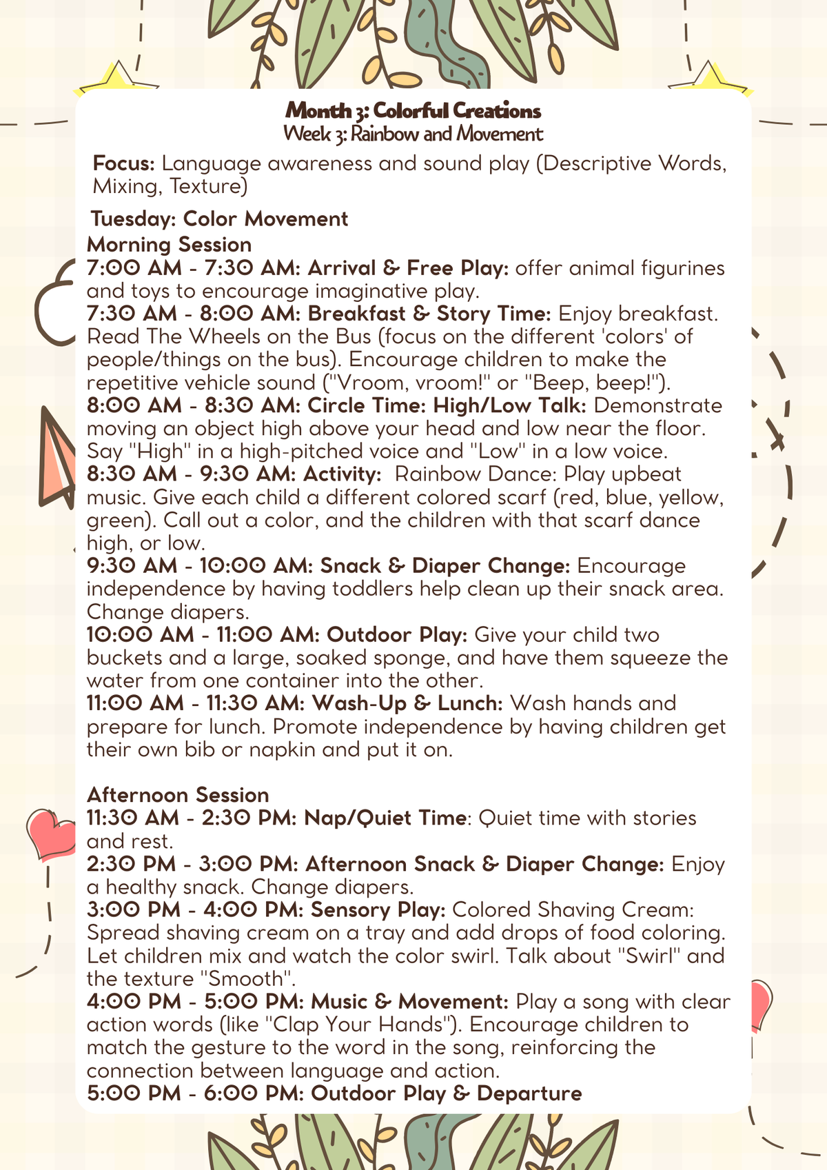 18–24 Months: Lesson Plan: Colorful Creations (Month 3) | Everyday Play N Learn Curriculum Series
