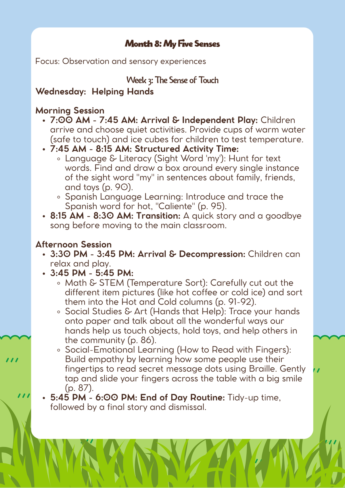 3–4 Years Old- Lesson Plan: My Five Senses (Month 8) | Everyday Play N Learn Curriculum Series