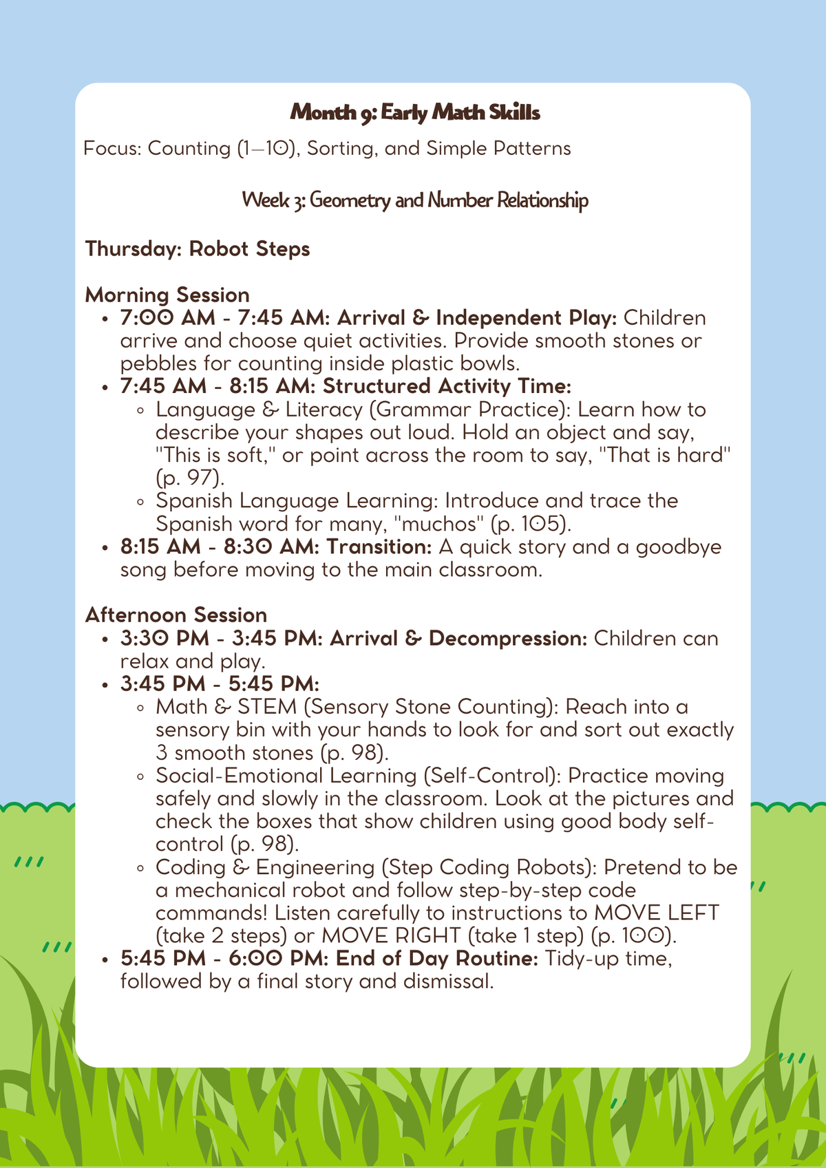 3–4 Years Old- Lesson Plan: Early Math Skills (Month 9) | Everyday Play N Learn Curriculum Series