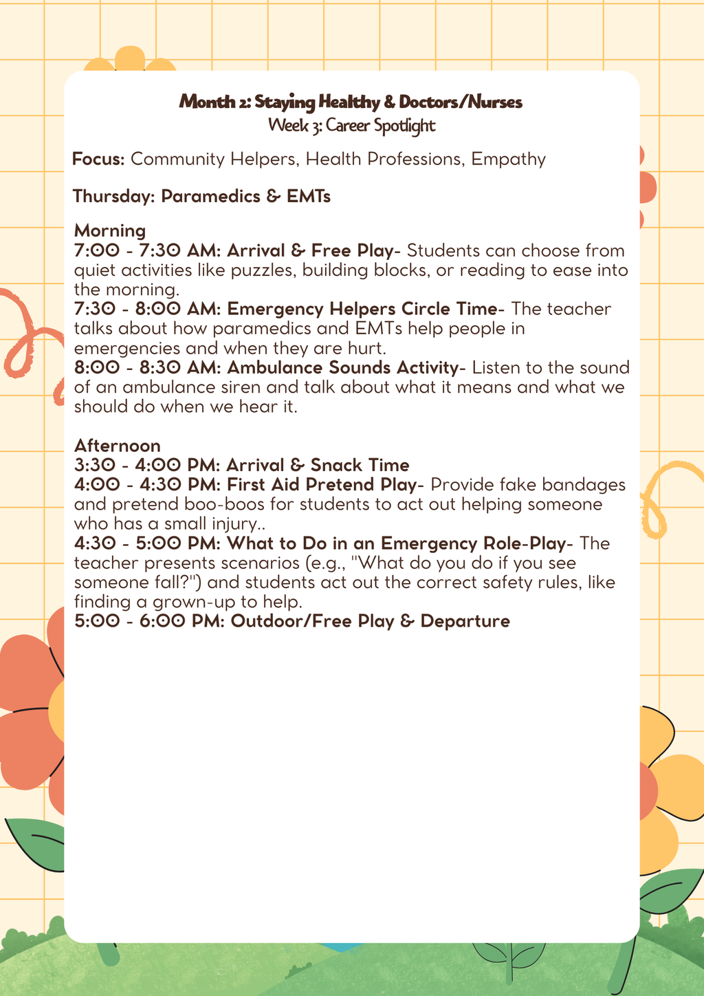 1st–2nd Grade- Lesson Plan: Staying Healthy & Doctors/Nurses (Month 2) | Everyday Play N Learn Curriculum Series