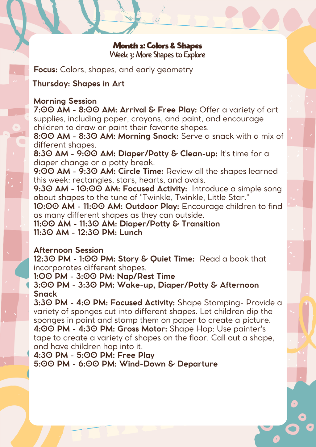 2 Years Old: Lesson Plan: Colors & Shapes (Month 2) | Everyday Play N Learn Curriculum Series