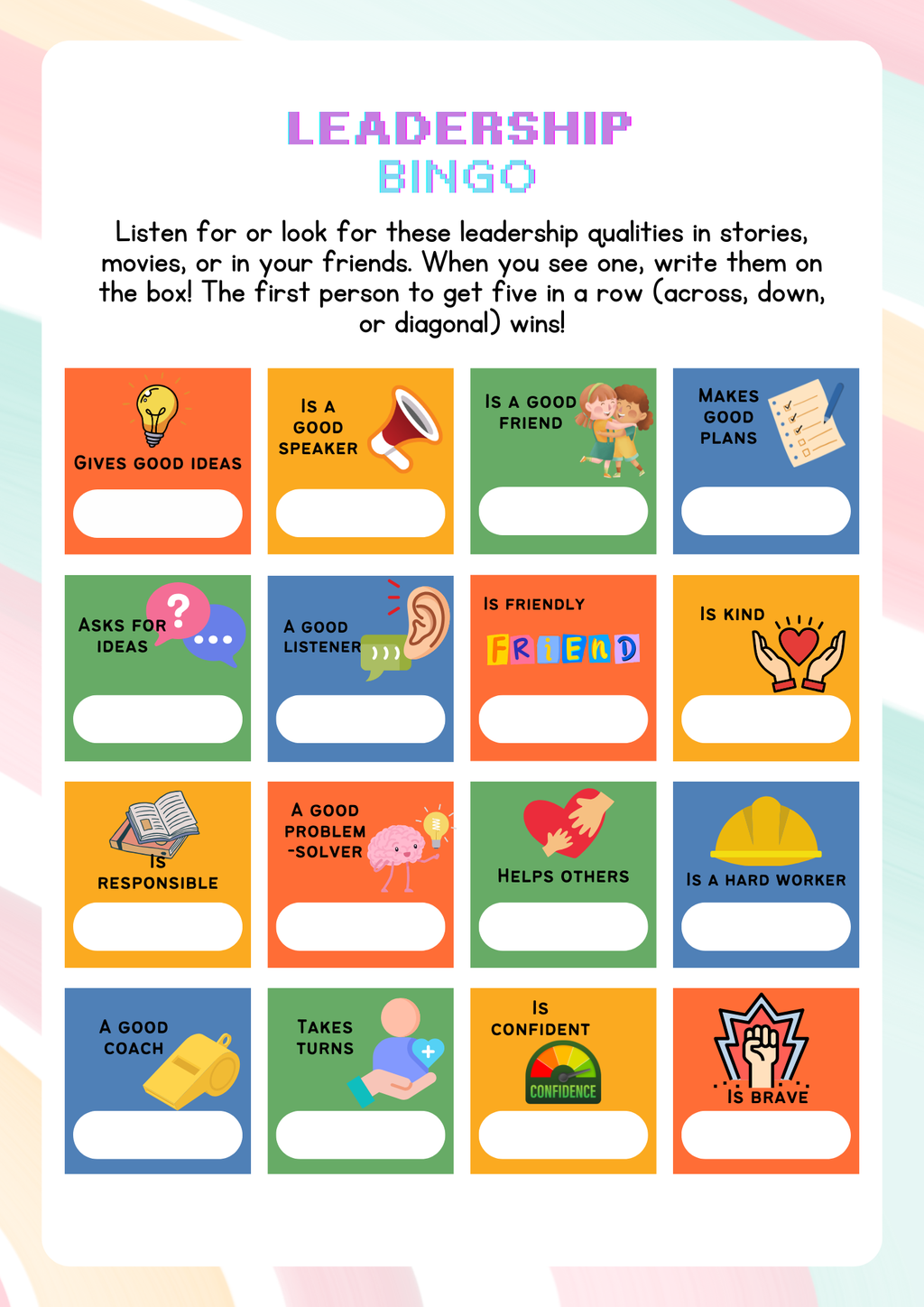 Teamwork & Leadership (Before & After Care Series) Kids Group Games & Social Skills Worksheets