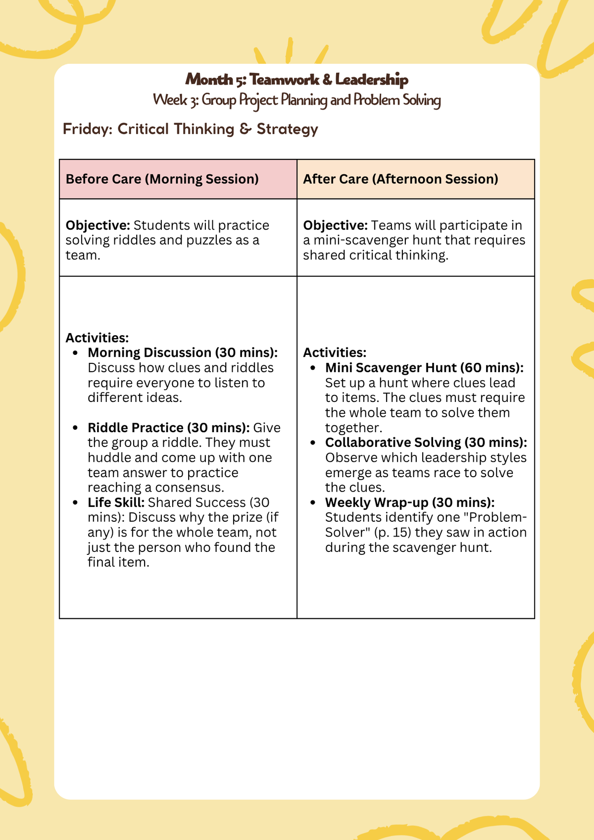 3rd–5th Grade- Lesson Plan: Teamwork & Leadership (Month 5) | Everyday Play N Learn Curriculum Series