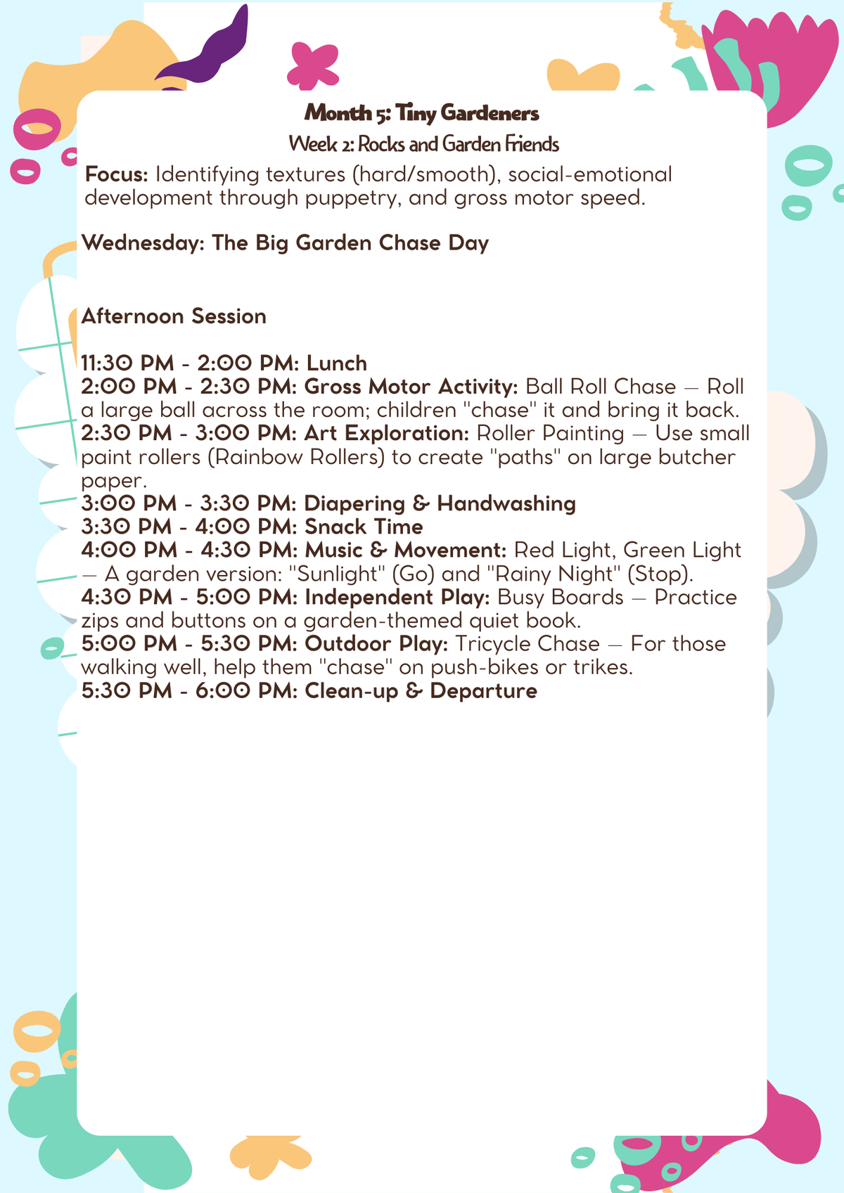 12–18 Months: Lesson Plan: Tiny Gardeners (Month 5) | Everyday Play N Learn Curriculum Series