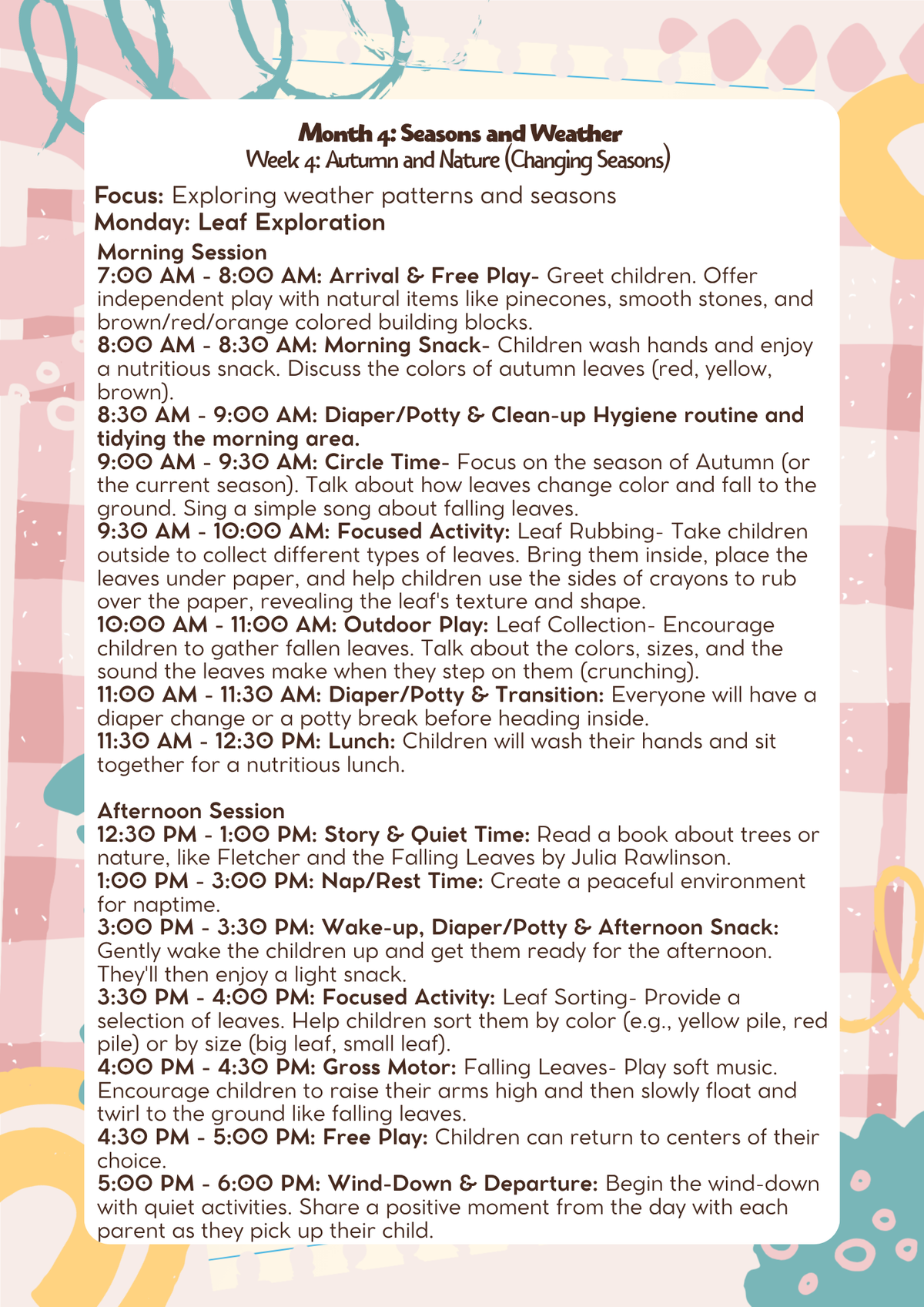 2 Years Old- Lesson Plan: Seasons & Weather (Month 4) | Everyday Play N Learn Curriculum Series
