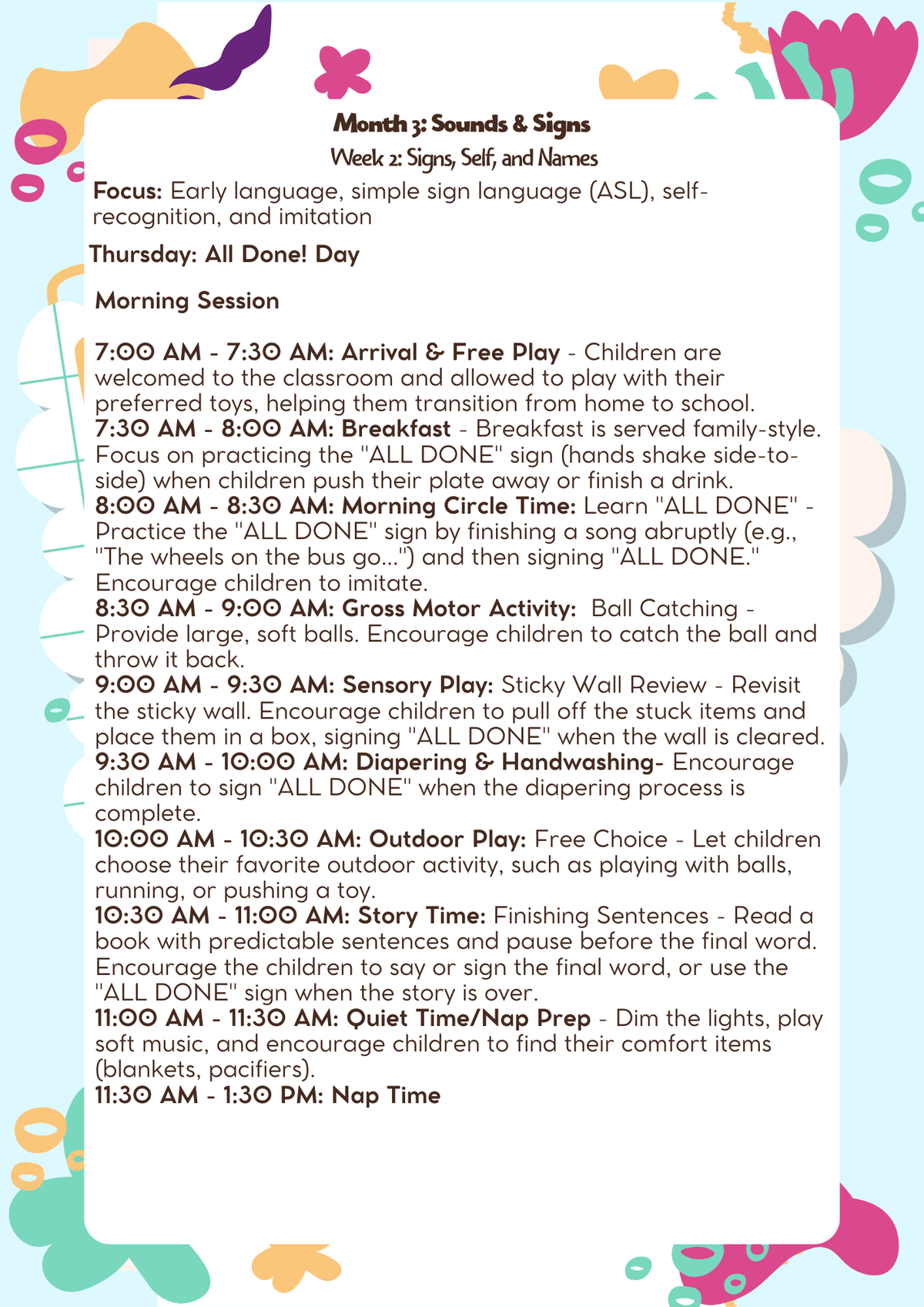 12–18 Months: Lesson Plan: Sounds & Signs (Month 3) | Everyday Play N Learn Curriculum Series