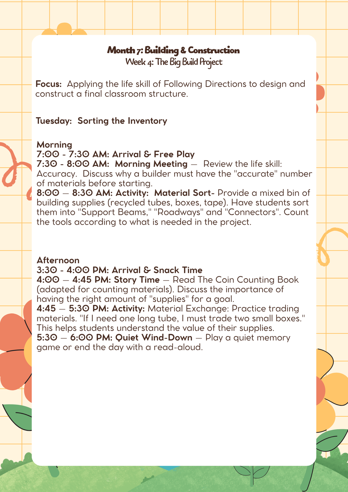 1st–2nd Grade- Lesson Plan: Building & Construction (Month 7) | Everyday Play N Learn Curriculum Series