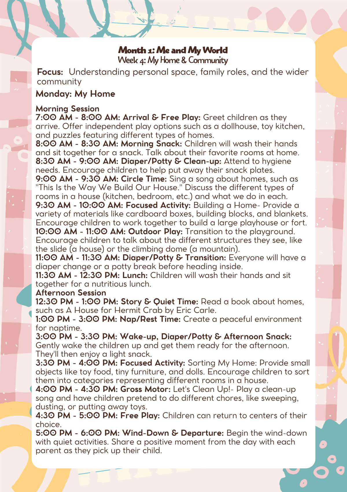 2 Years Old: Lesson Plan: Me and My World (Month 1) | Everyday Play N Learn Curriculum Series