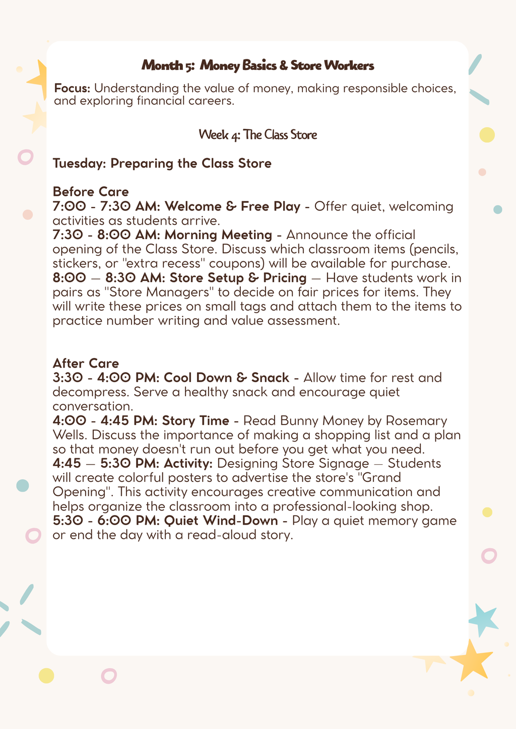 1st & 2nd Grade After-School & Before-Care Curriculum: Month 5 (January) - Money Basics & Store Workers | Learn & Grow Series