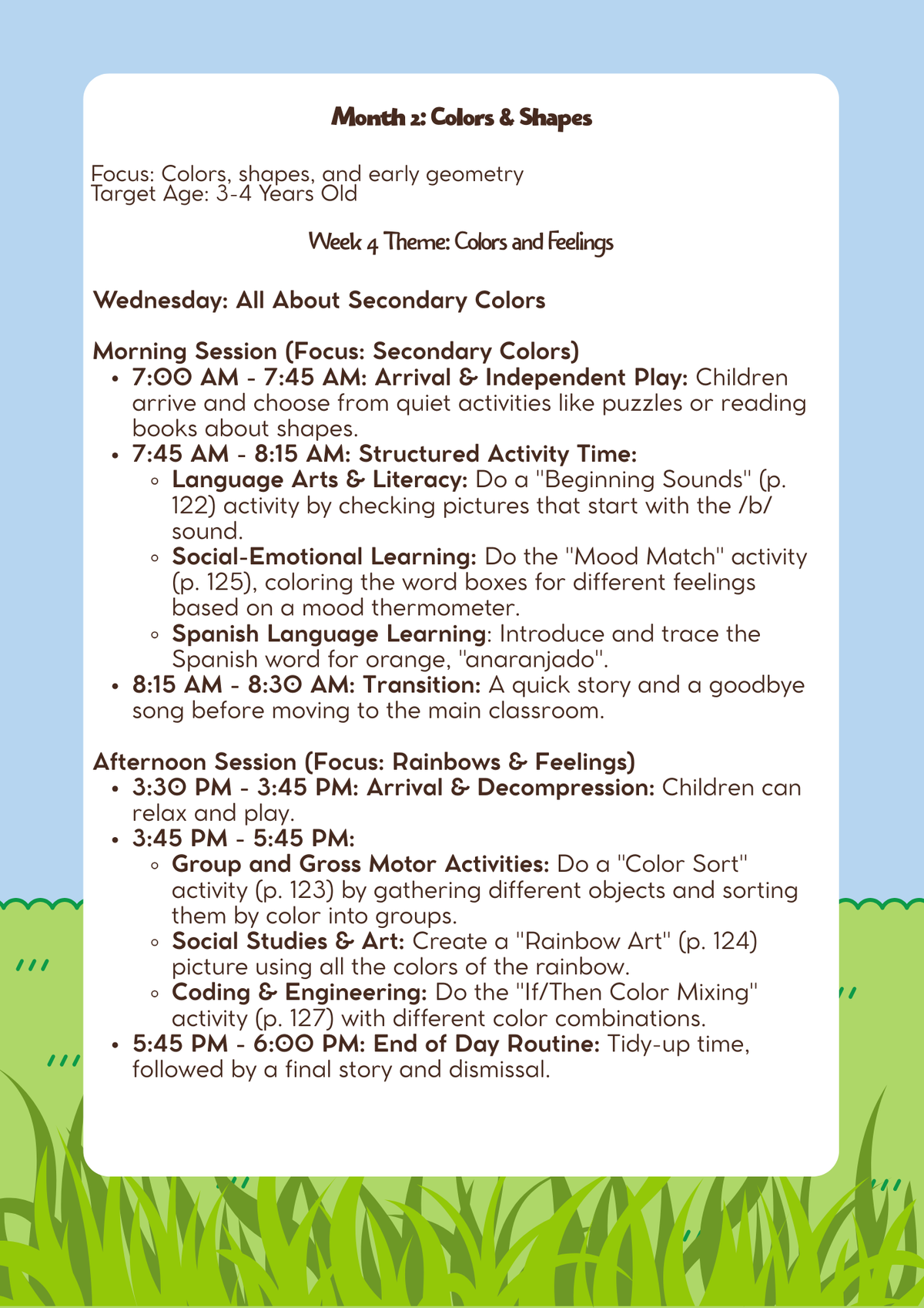3–4 Years Old- Lesson Plan: Colors & Shapes (Month 2) | Everyday Play N Learn Curriculum Series
