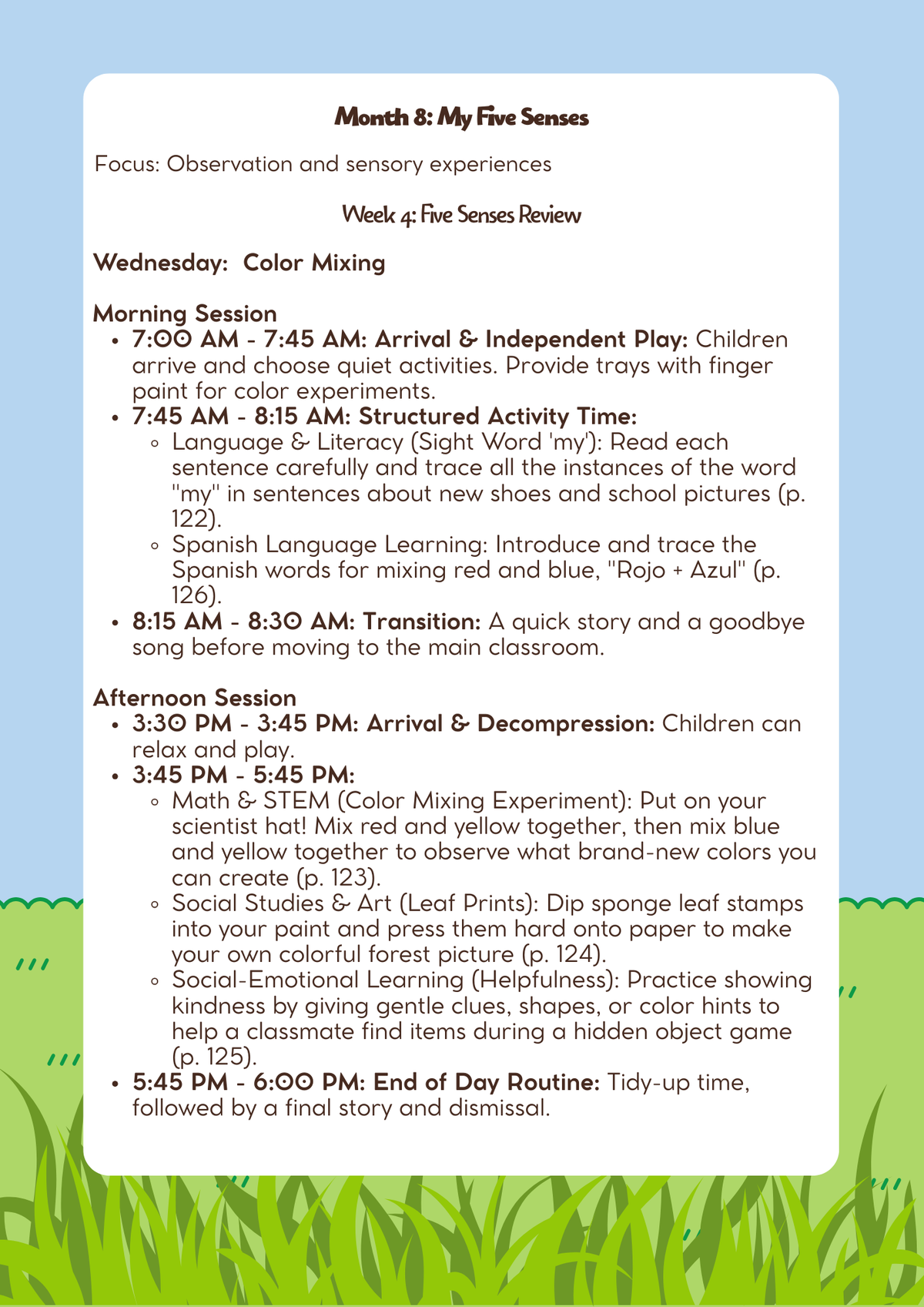 3–4 Years Old- Lesson Plan: My Five Senses (Month 8) | Everyday Play N Learn Curriculum Series