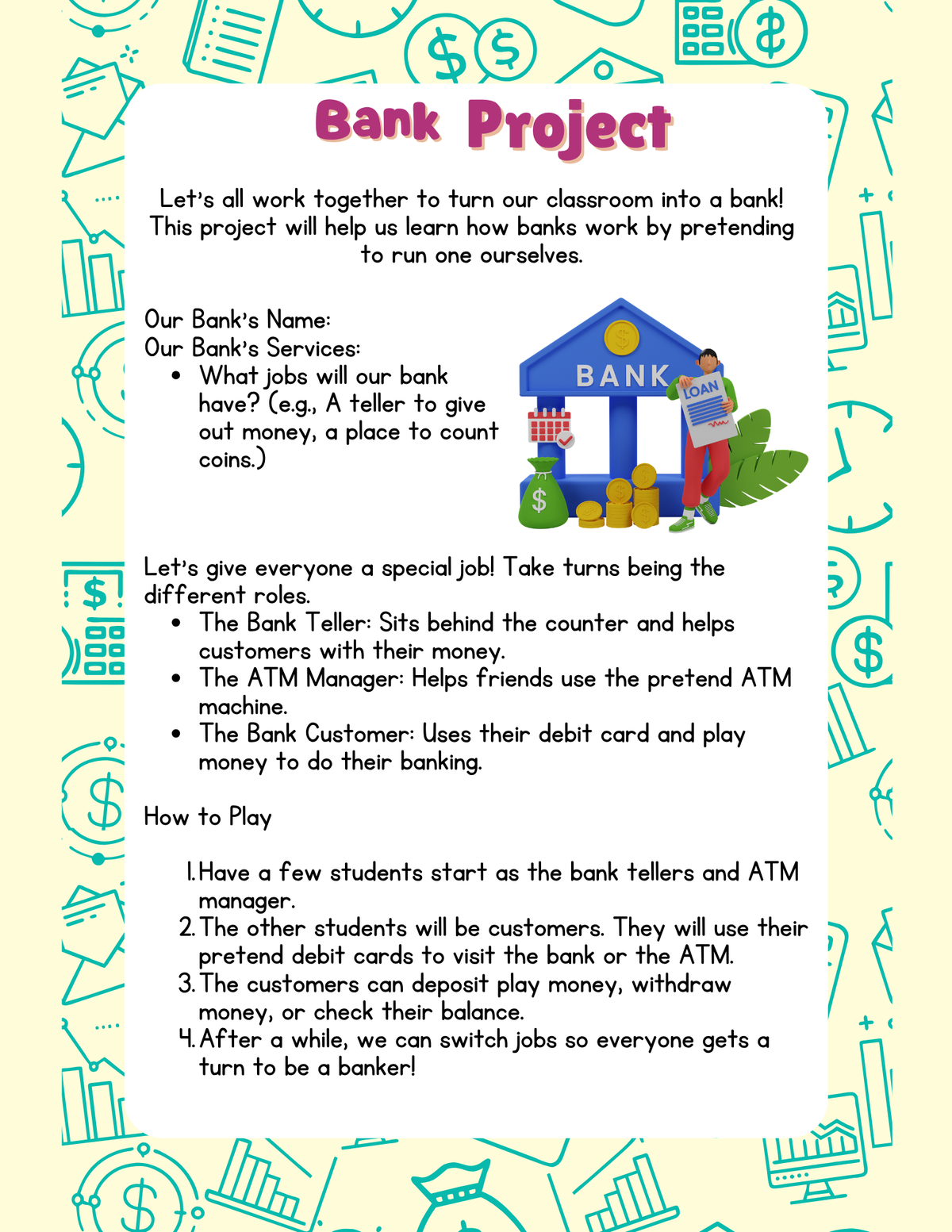 Simple Banking (Before & After Care Series) | Kids Bank Account & Check Writing Worksheets