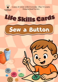 Sew a Button Life Skill Cards & Sewing Guide | Printable Kids Sewing & Fine Motor Flashcards